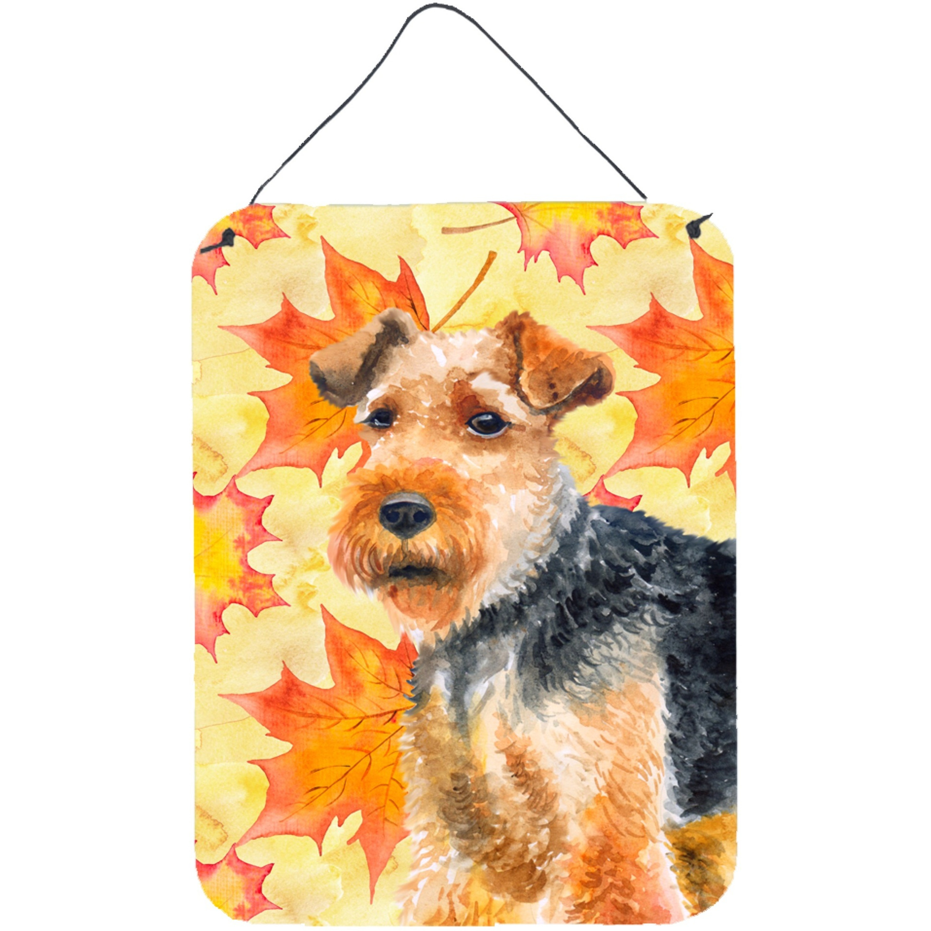 &quotCaroline's Treasures Welsh Terrier Fall Metal Print, 16"" x 12"", Multicolor"