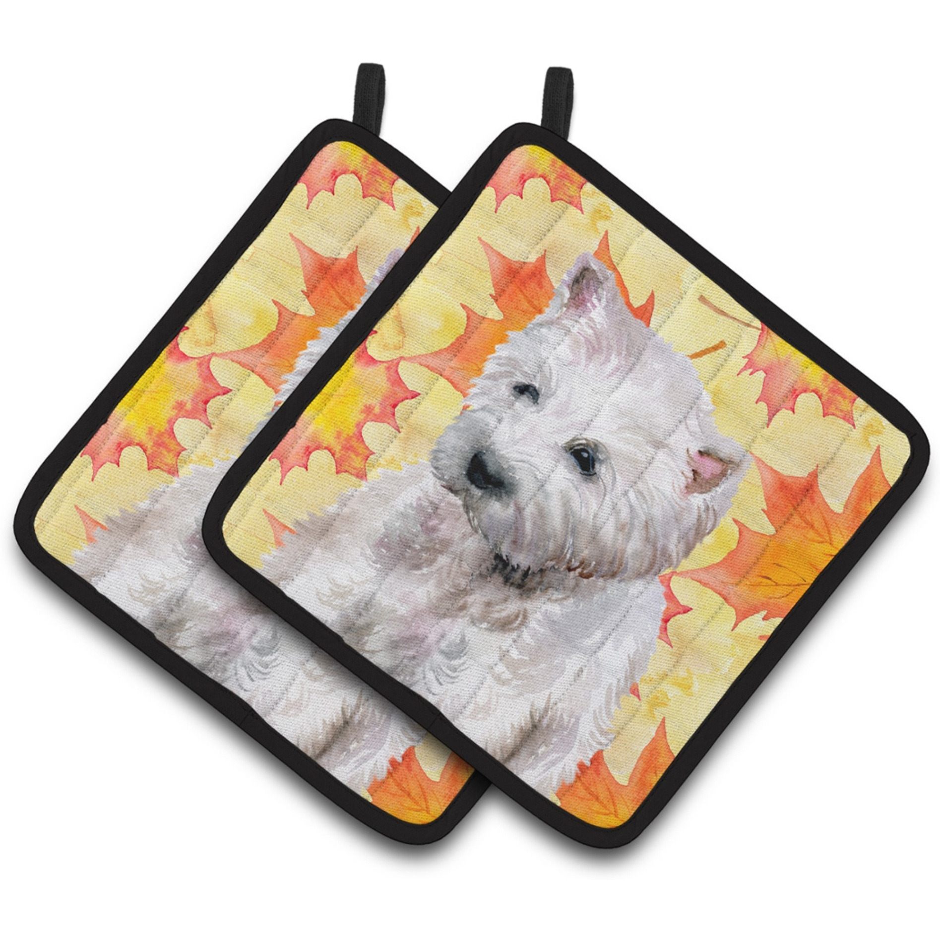 &quotCaroline's Treasures Westie Decorated pot holder, 7.5H x 7.5W, Fall Leaves"