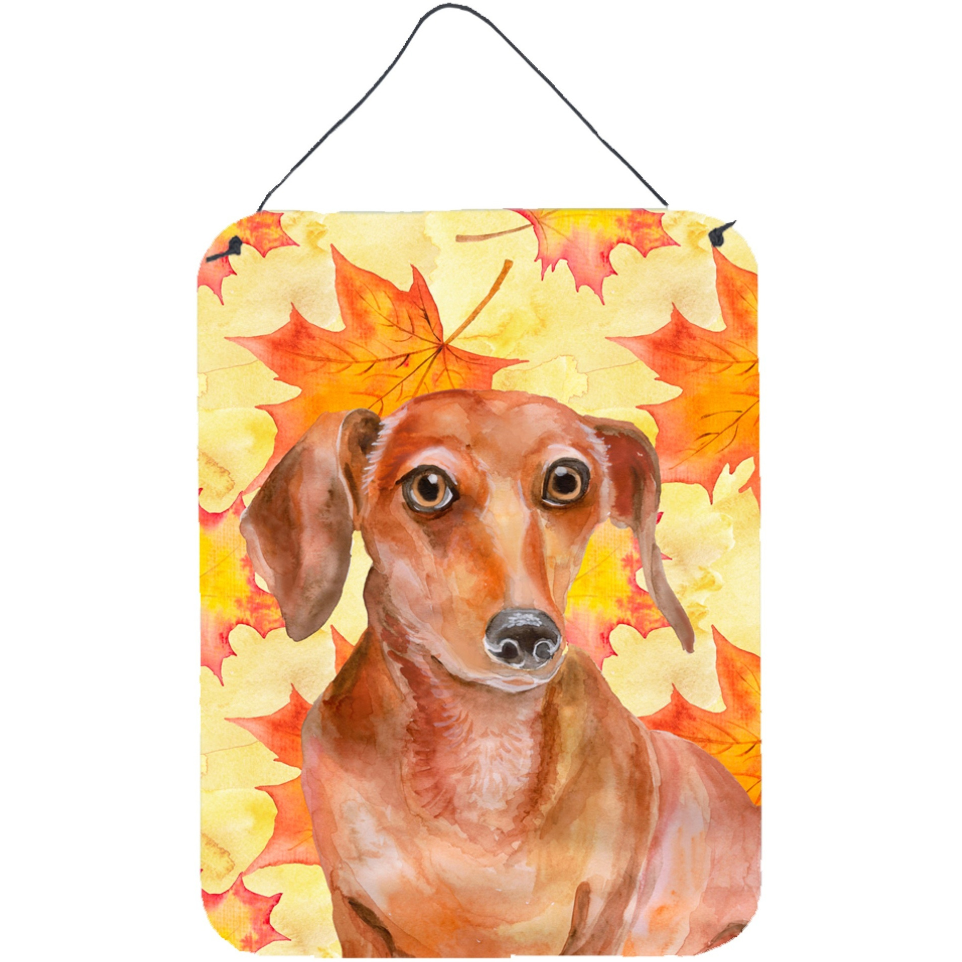 &quotCaroline's Treasures Red Dachshund Fall Metal Print, 16"" x 12"", Multicolor"