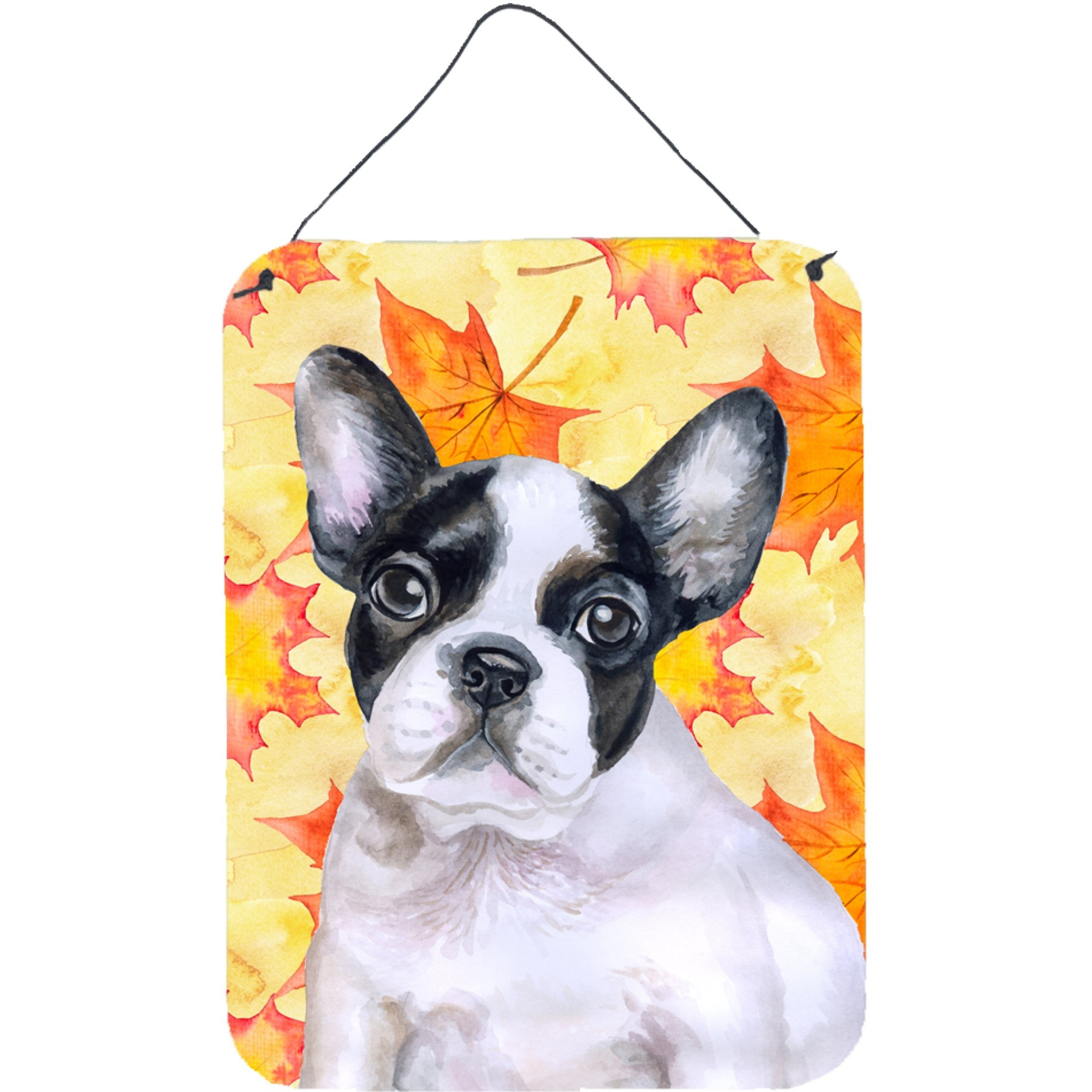 &quotCaroline's Treasures French Bulldog Black White Fall Metal Print, 16"" x 12"", Multicolor"