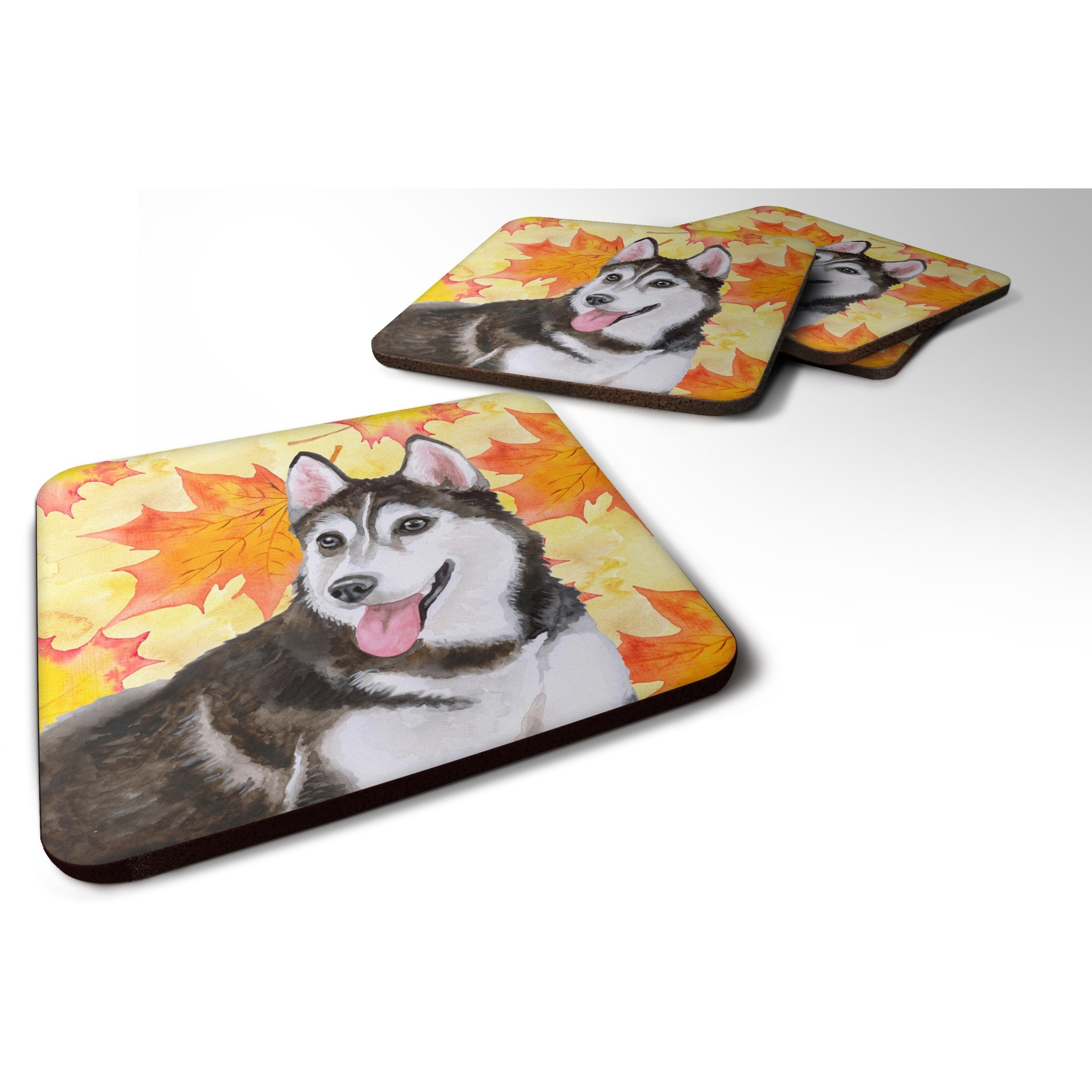 &quotCaroline's Treasures Siberian Husky 2 Fall Decorative coasters, Multicolor"