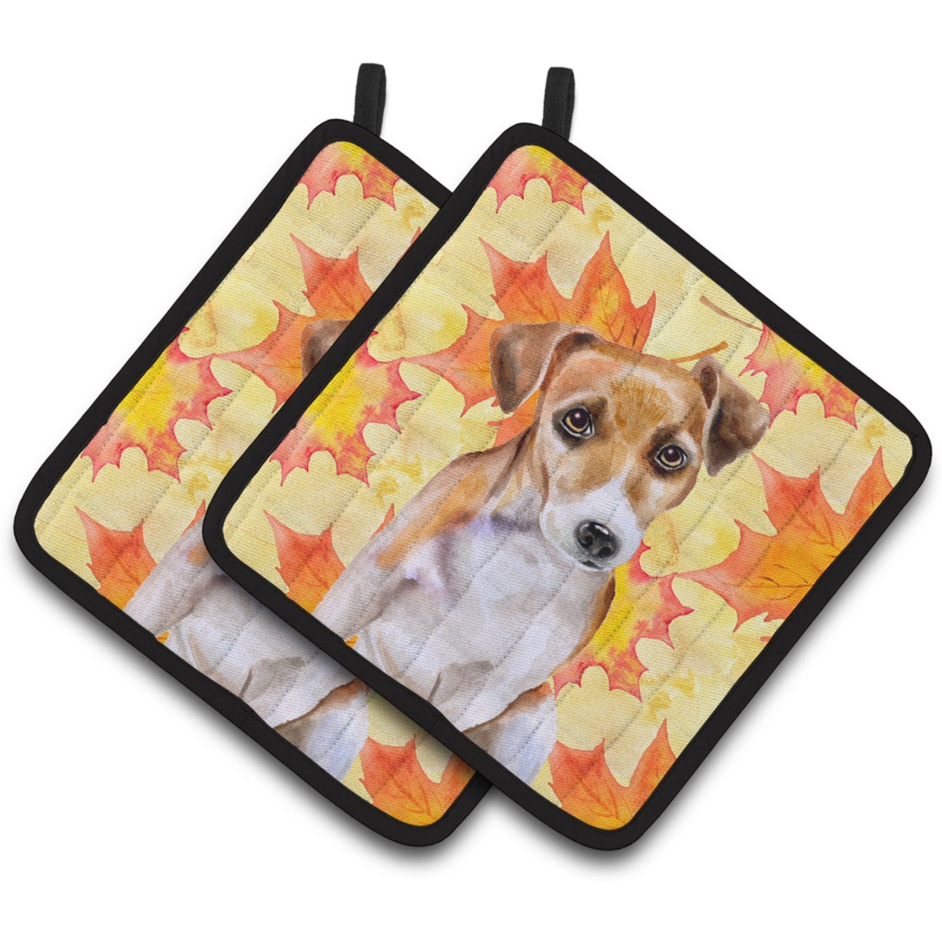 &quotCaroline's Treasures Jack Russell Terrier 2 Decorated pot holder, 7.5H x 7.5W, Fall Leaves"