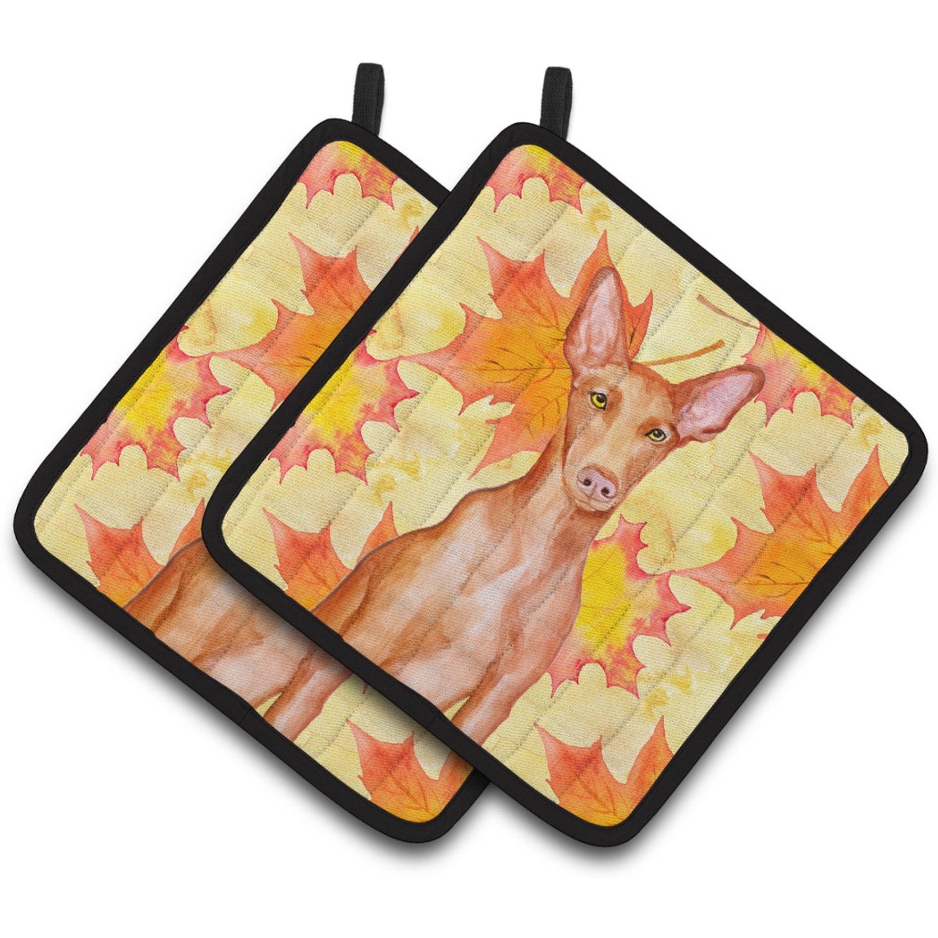 &quotCaroline's Treasures Pharaoh Hound Decorated pot holder, 7.5H x 7.5W, Fall Leaves"