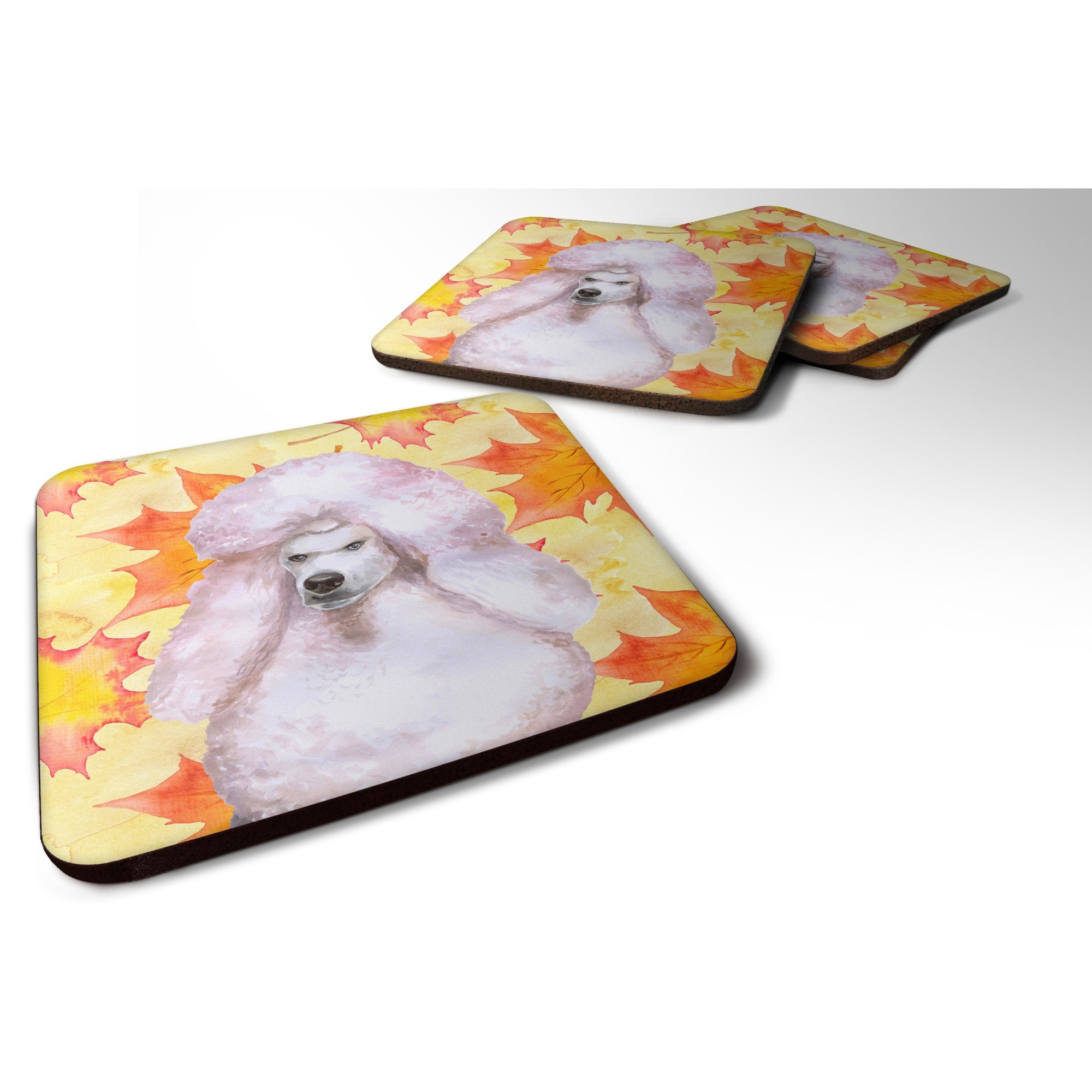 &quotCaroline's Treasures White Standard Poodle Fall Decorative coasters, Multicolor"