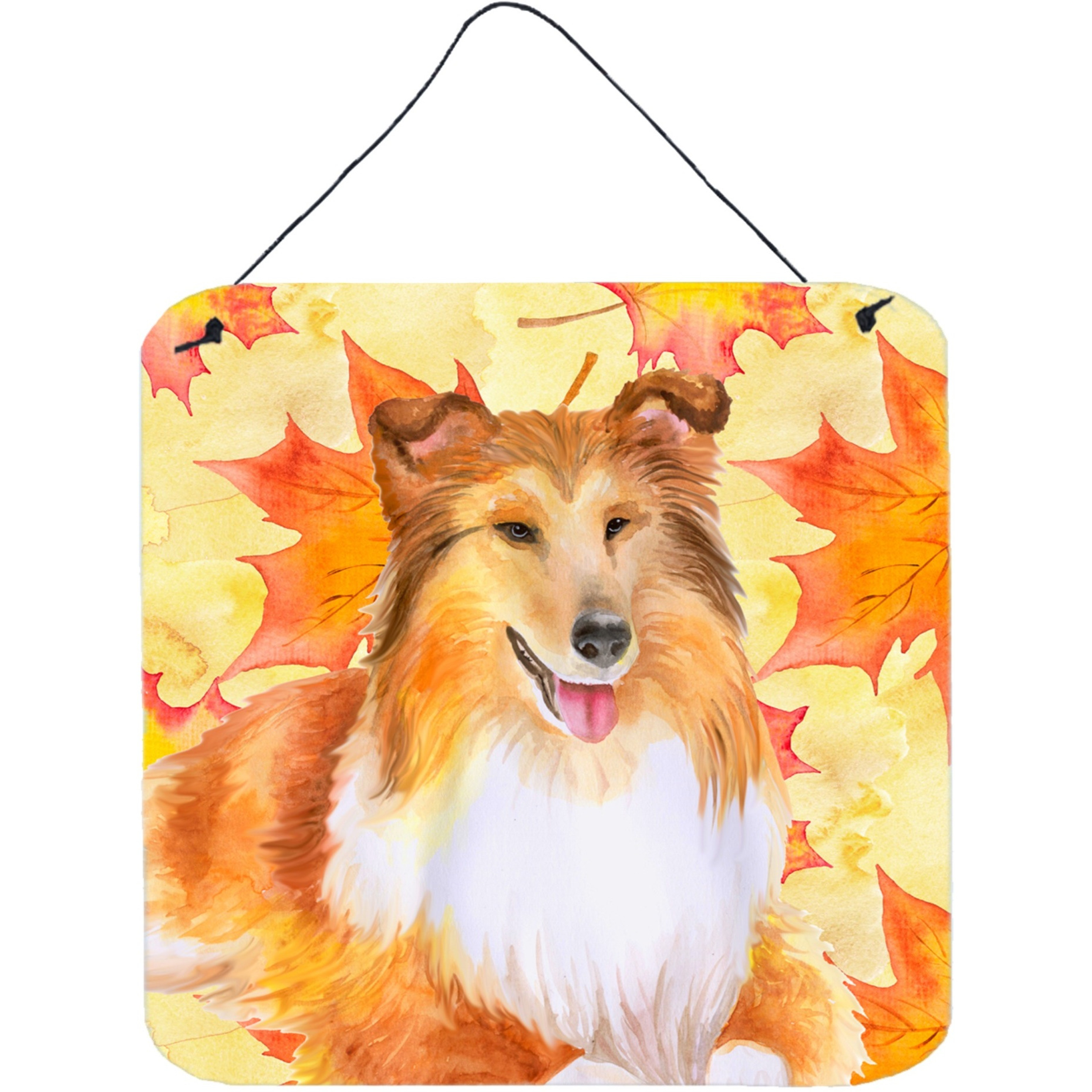 &quotCaroline's Treasures Sheltie Metal Print, 6h x 6w, Fall Leaves"