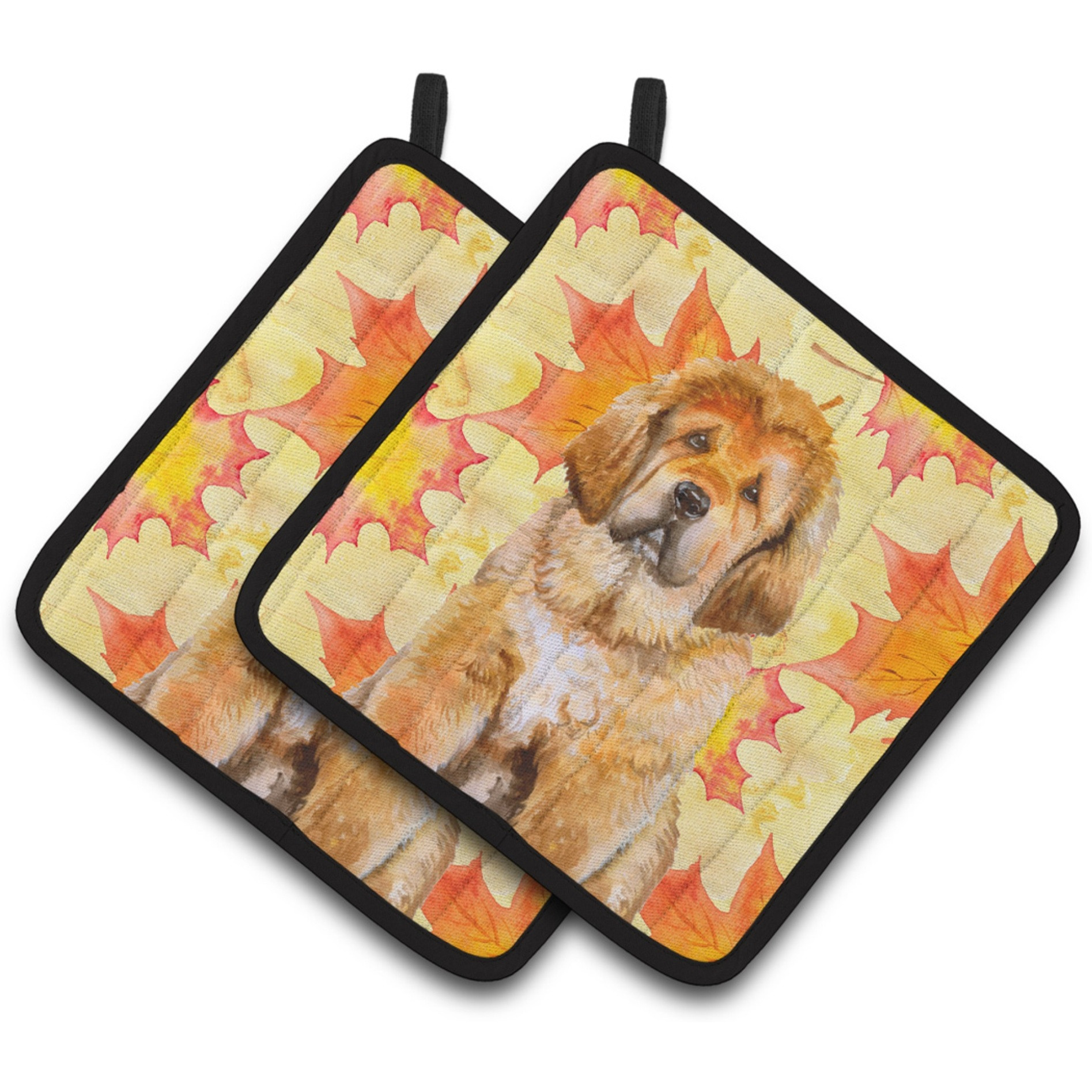 &quotCaroline's Treasures Tibetan Mastiff Decorated pot holder, 7.5H x 7.5W, Fall Leaves"