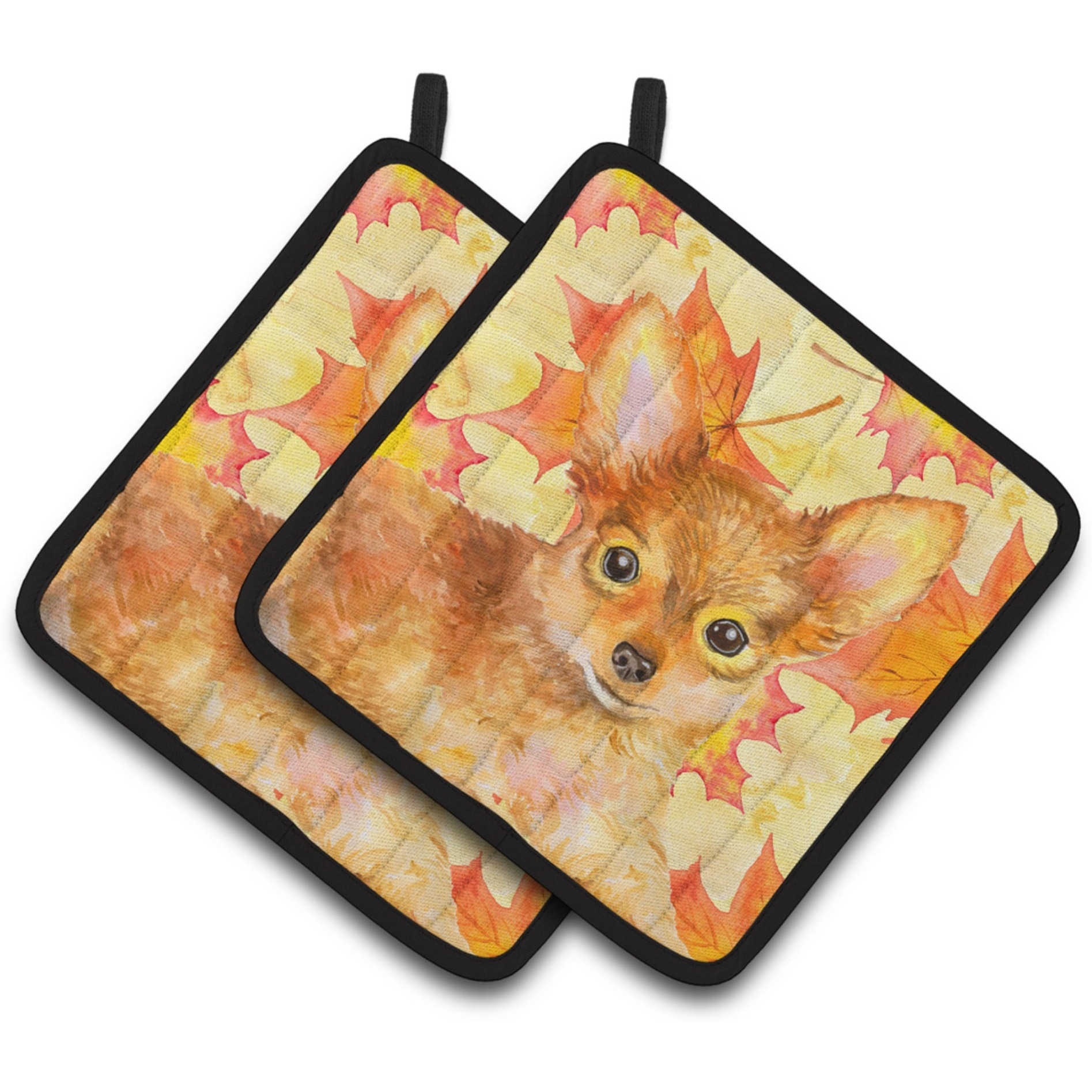 &quotCaroline's Treasures Toy Terrier Decorated pot holder, 7.5H x 7.5W, Fall Leaves"