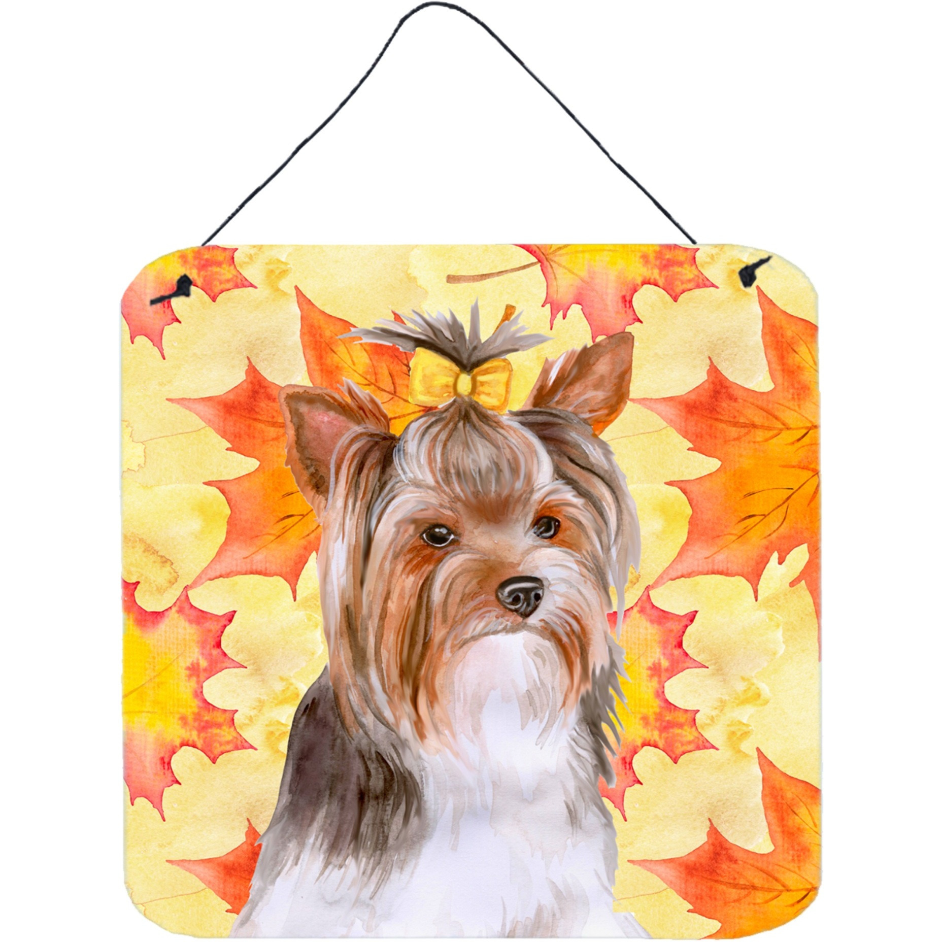 &quotCaroline's Treasures Yorkshire Terrier 2 Metal Print, 6h x 6w, Fall Leaves"