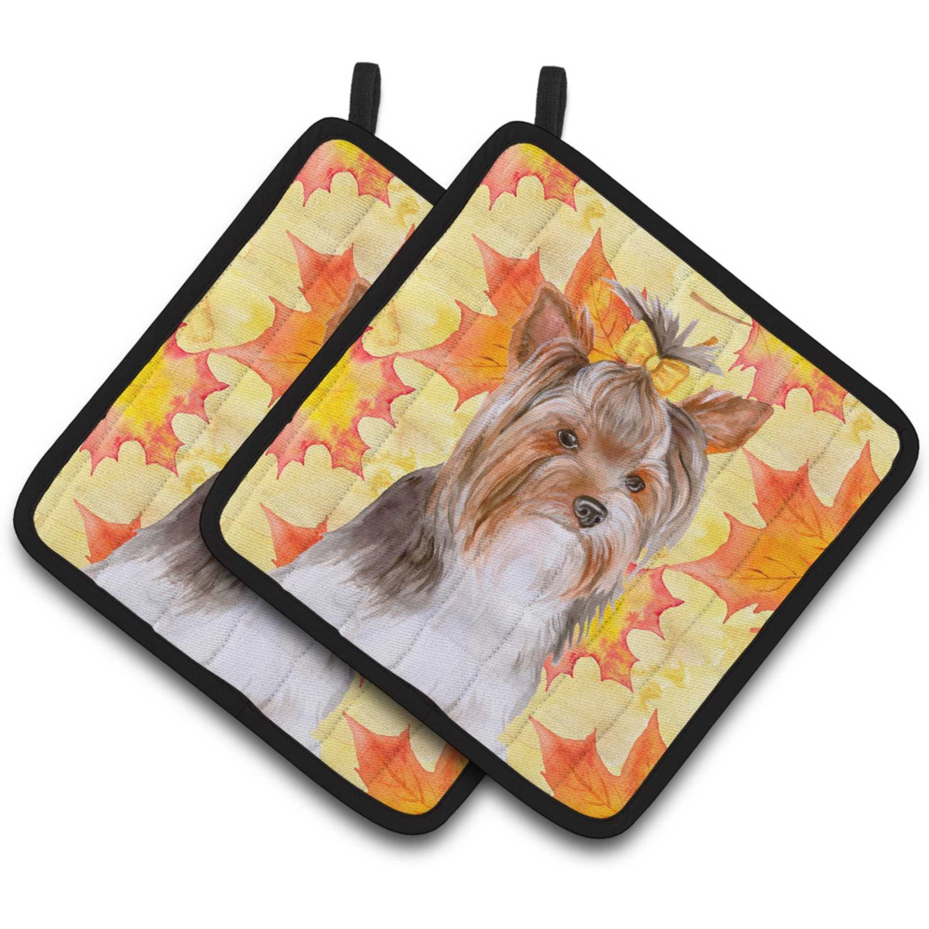 &quotCaroline's Treasures Yorkshire Terrier 2 Decorated Pot Holder, 7.5H x 7.5W, Fall Leaves"