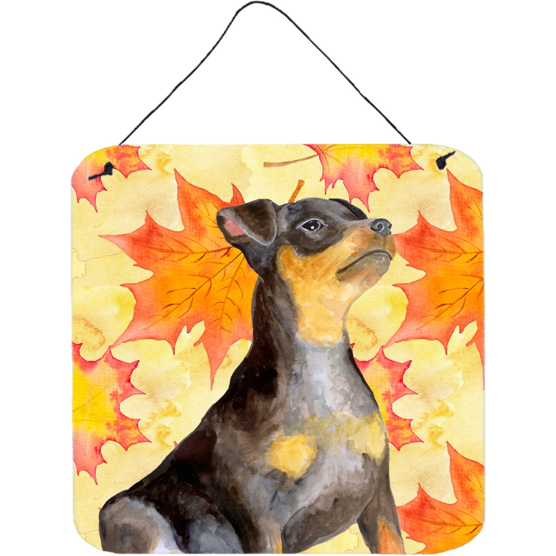 &quotCaroline's Treasures Miniature Pinscher 2 Metal Print, 6h x 6w, Fall Leaves"