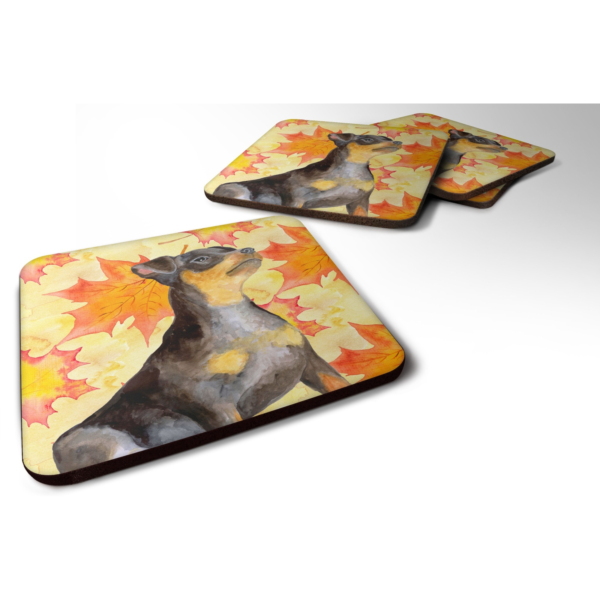 &quotCaroline's Treasures Miniature Pinscher 2 Fall Decorative coasters, Multicolor"