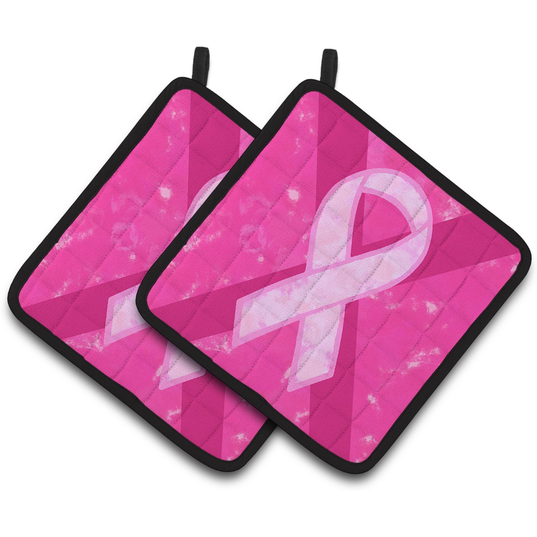 &quotCaroline's Treasures Breast Cancer Battle Flag Pair of Pot Holders BC1001PTHD, 7.5HX7.5W, Multicolor"