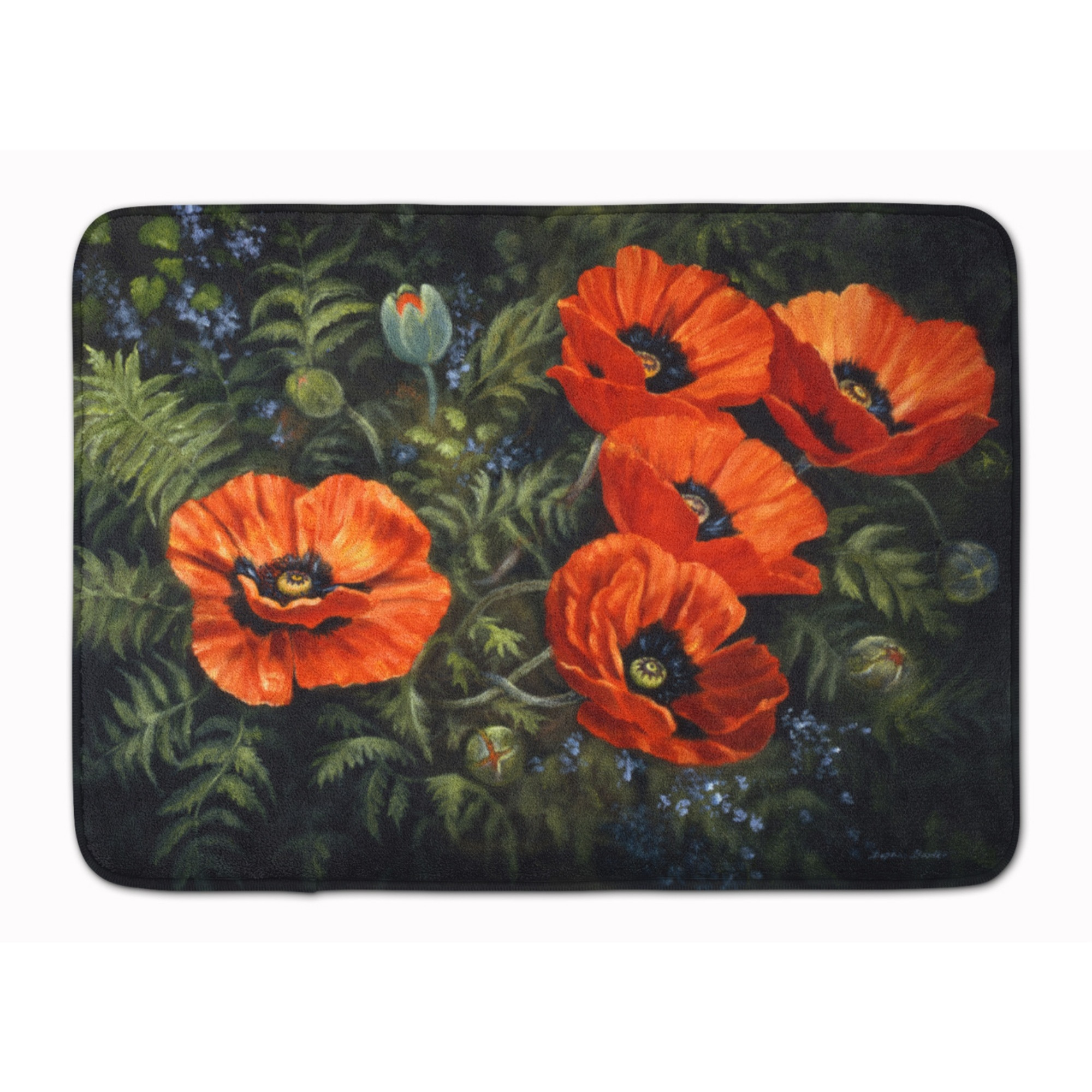 &quotCaroline's Treasures Poppies by Daphne Baxter Floor Mat, 19"" x 27"", Multicolor"