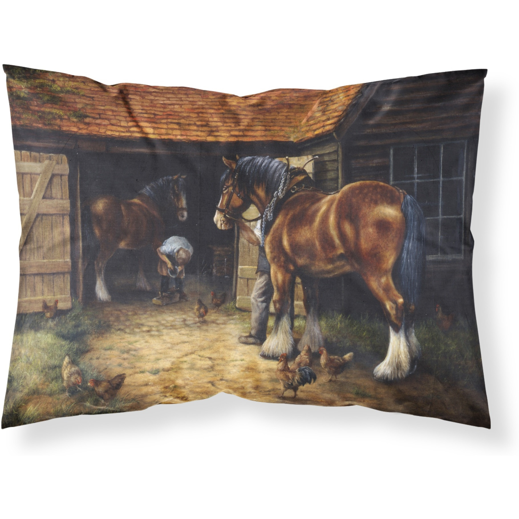 &quotCaroline's Treasures Horse and The Blacksmith by Daphne Baxter Fabric Standard Pillowcase BDBA0086PILLOWCASE, Multicolor"
