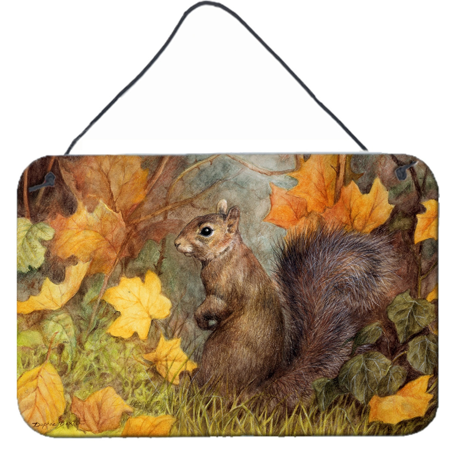 &quotCaroline's Treasures Grey Squirrel in Fall Leaves Wall or Door Hanging Prints BDBA0097DS812, 8HX12W, Multicolor"