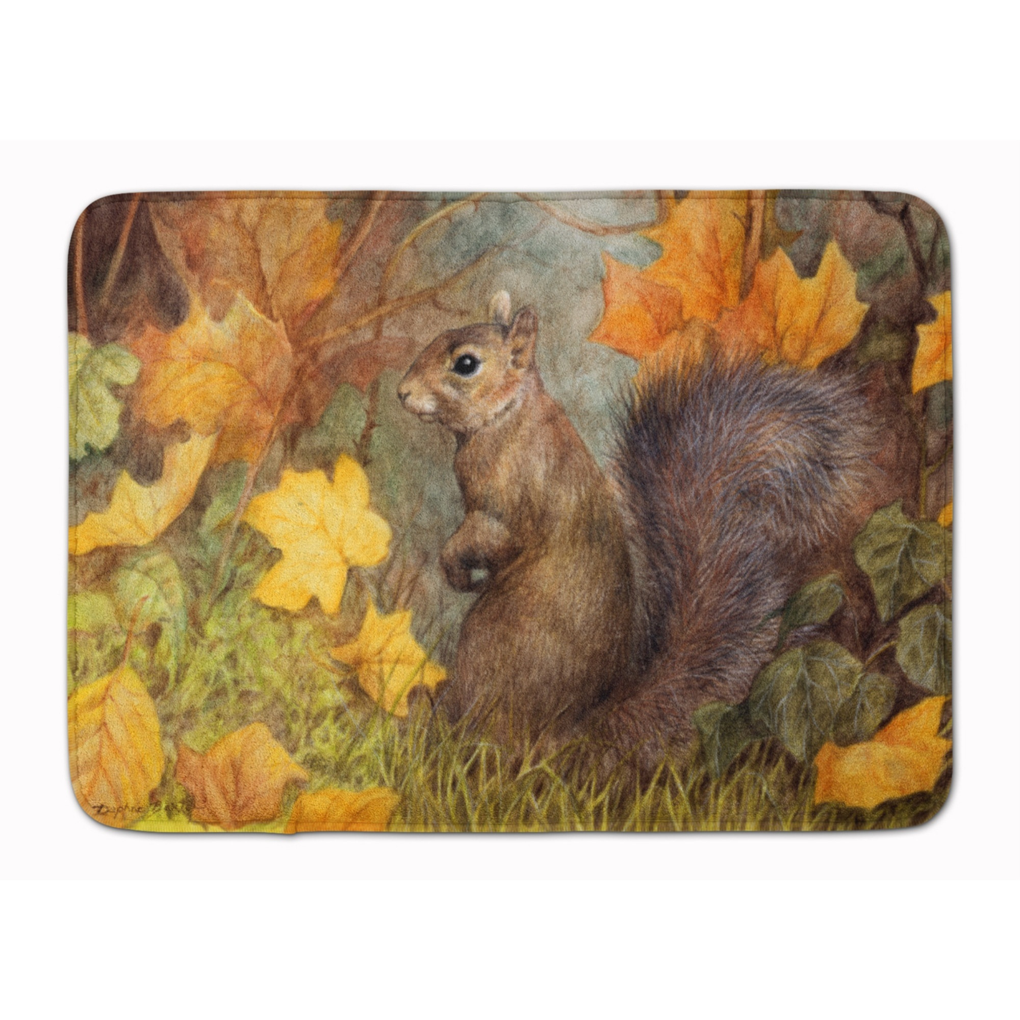 &quotCaroline's Treasures Grey Squirrel in Fall Leaves Floor Mat, 19"" x 27"", Multicolor"