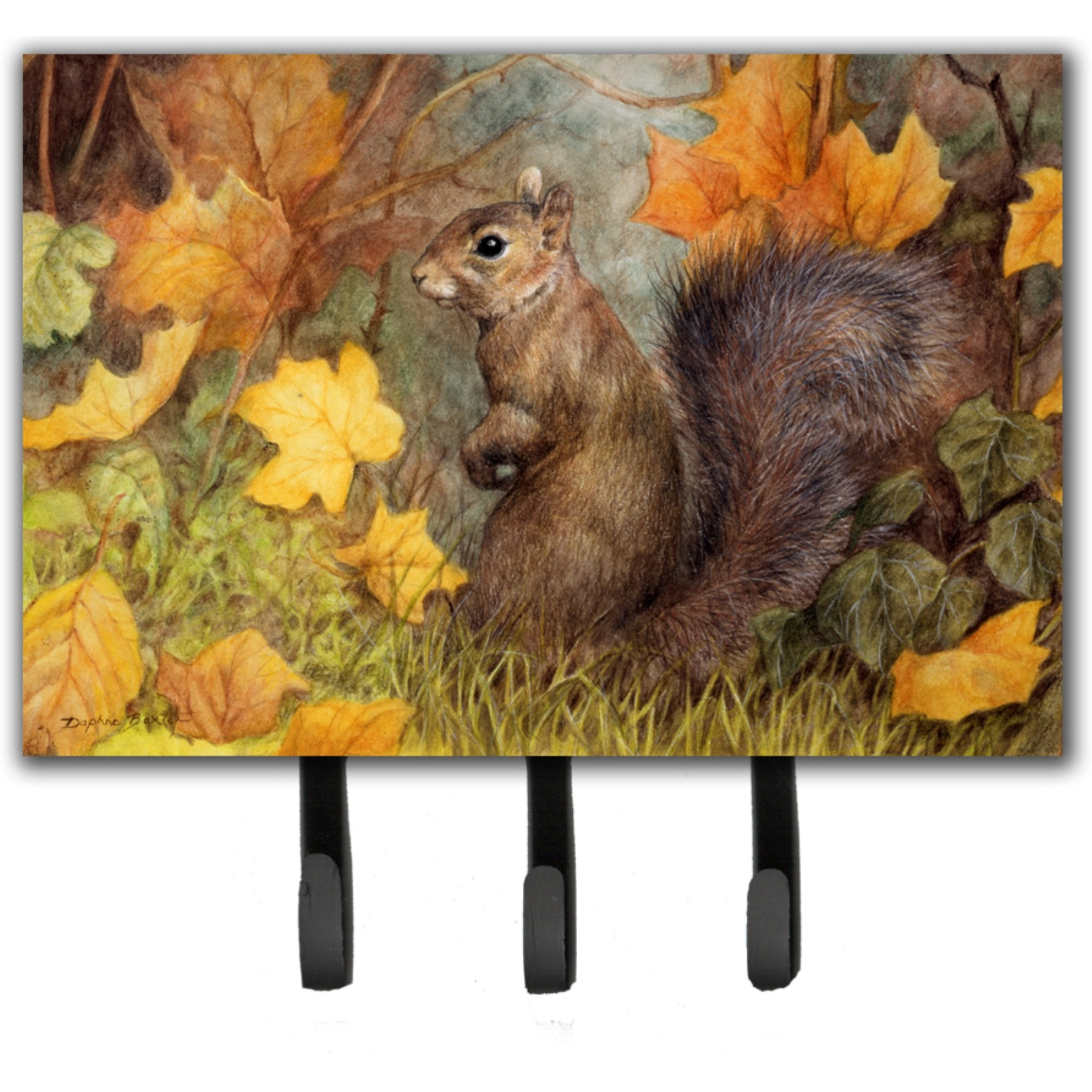 &quotCaroline's Treasures Grey Squirrel in Fall Leaves Leash or Key Holder BDBA0097TH68, Triple, Multicolor"