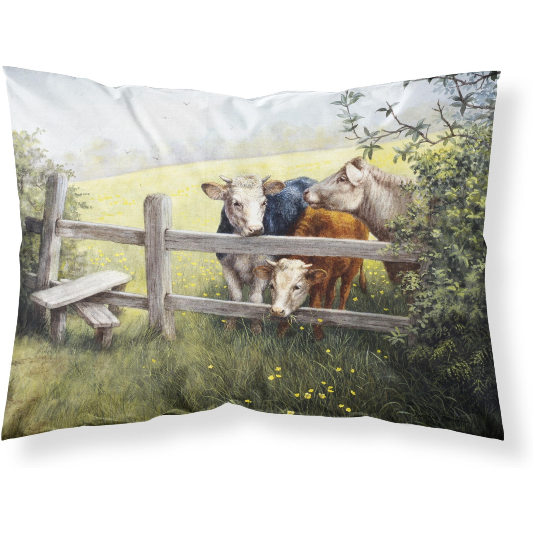 &quotCaroline's Treasures Cows in a Buttercup Meadow Fabric Standard Pillowcase BDBA0103PILLOWCASE, Multicolor"