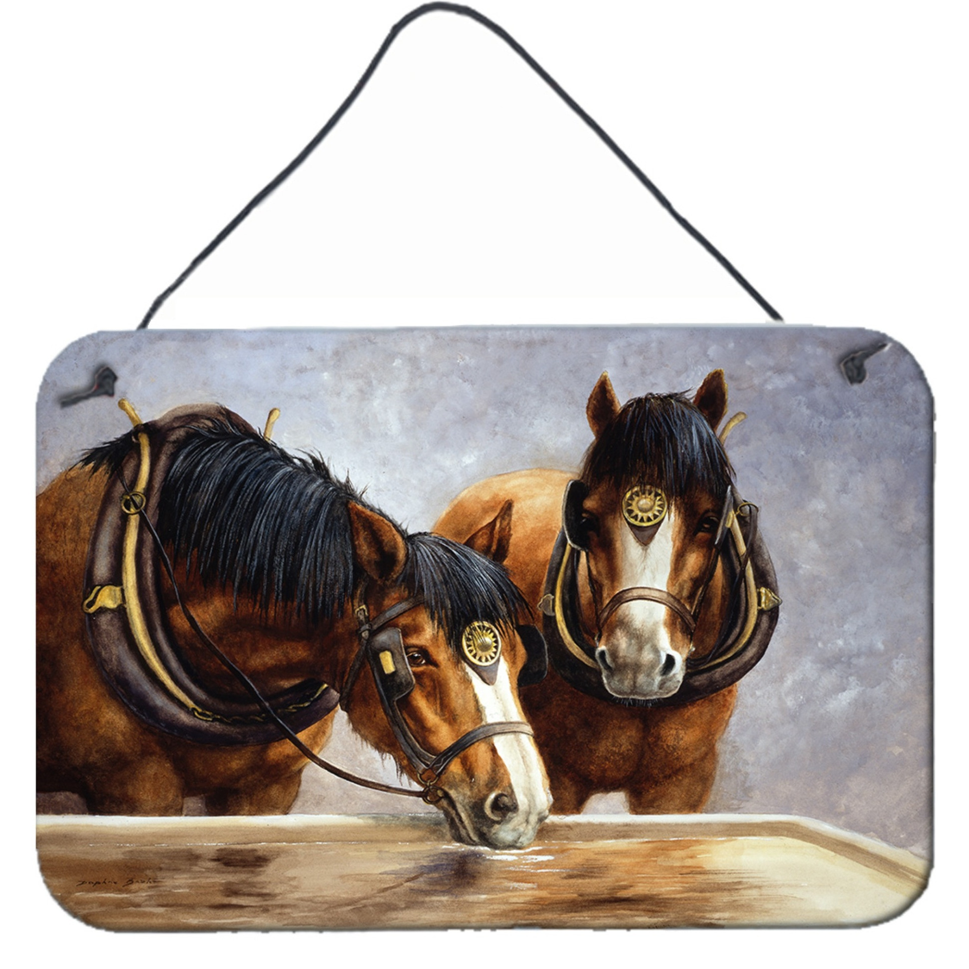 &quotCaroline's Treasures Horses Taking a Drink of Water Wall or Door Hanging Prints BDBA0119DS812, 8HX12W"