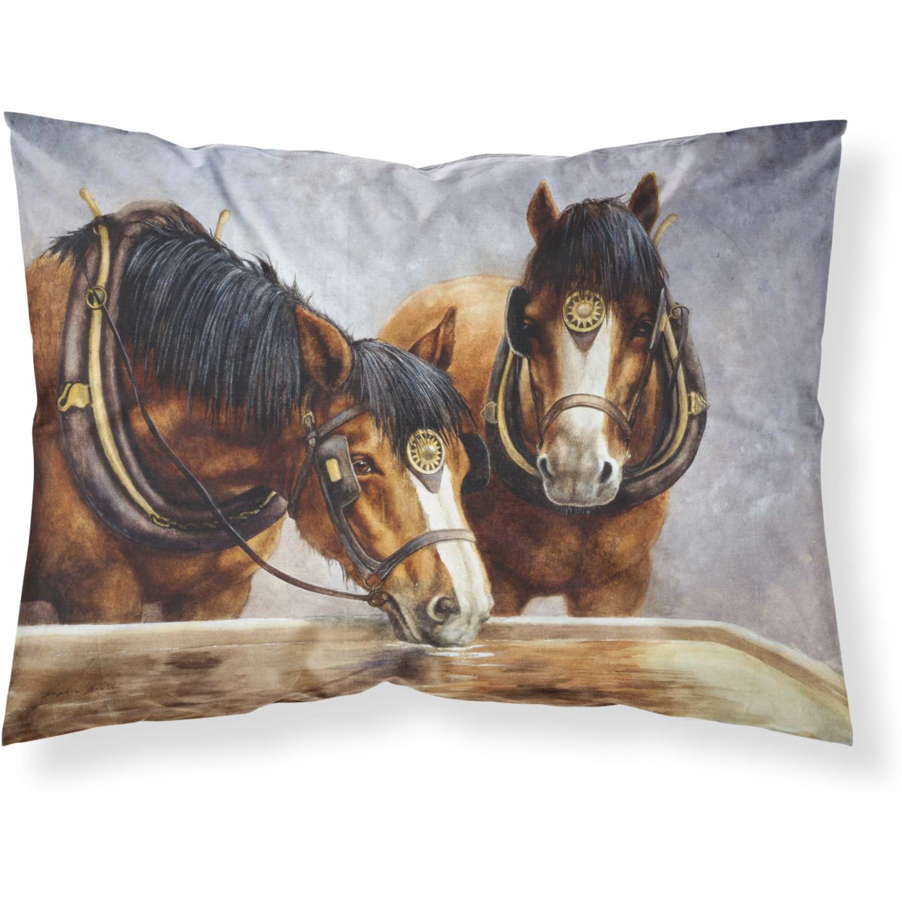 &quotCaroline's Treasures Horses Taking a Drink of Water Fabric Standard Pillowcase BDBA0119PILLOWCASE, Multicolor"