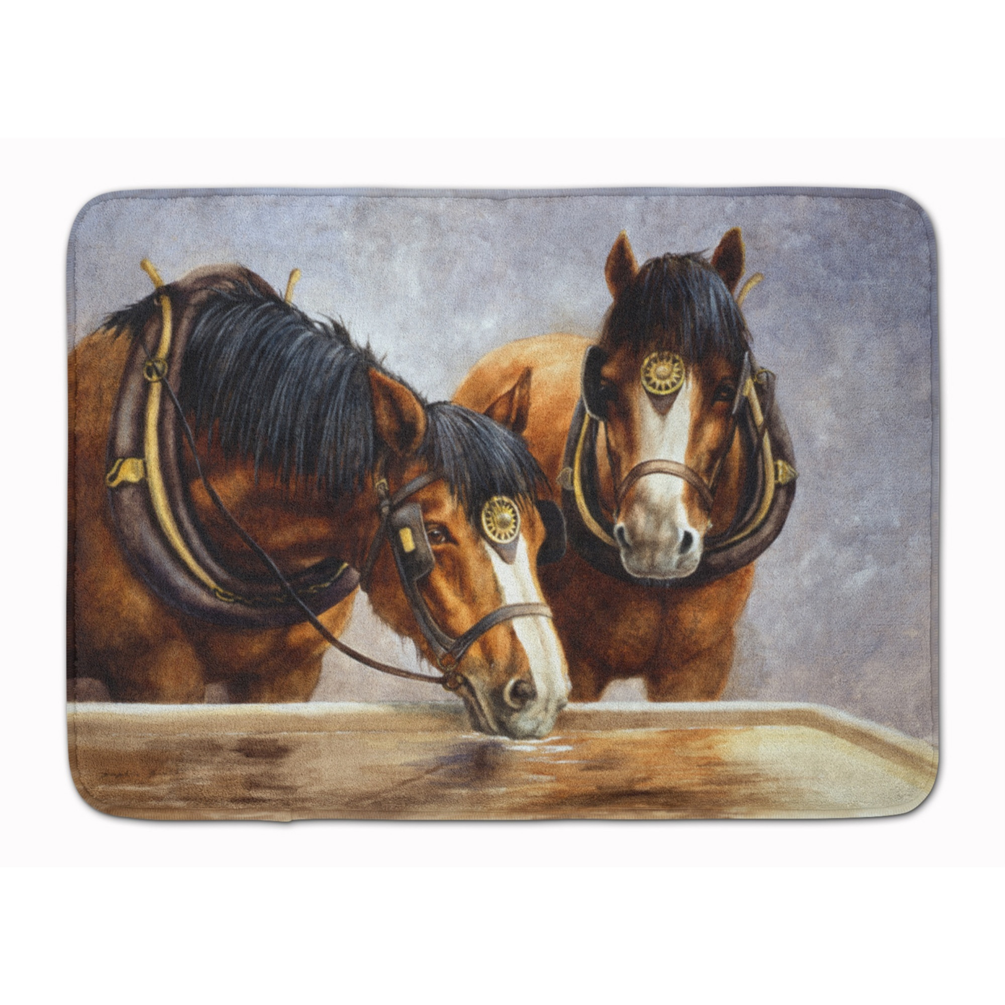&quotCaroline's Treasures Horses Taking a Drink of Water Floor Mat, 19"" x 27"", Multicolor"