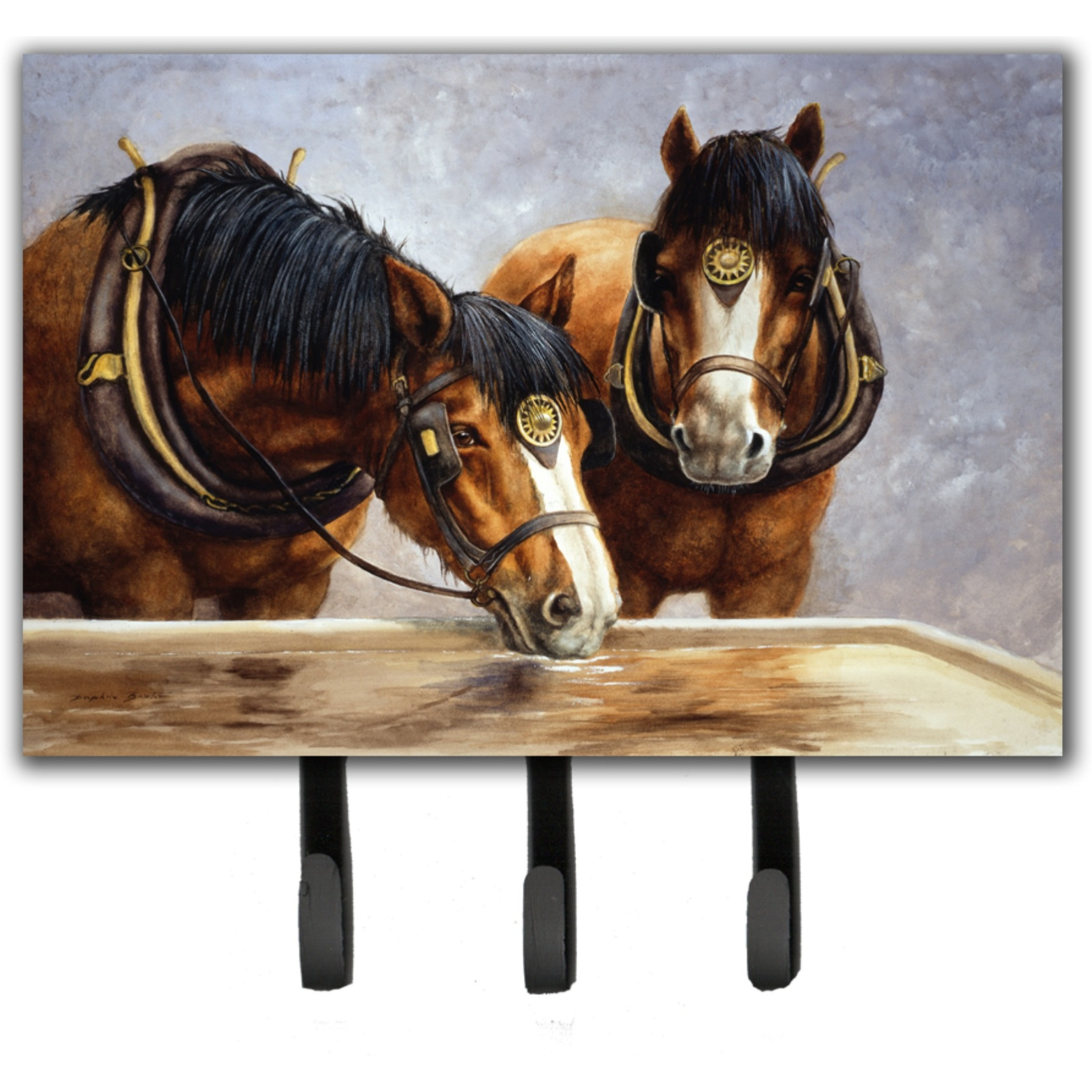 &quotCaroline's Treasures Horses Taking a Drink of Water Leash or Key Holder BDBA0119TH68, Triple"