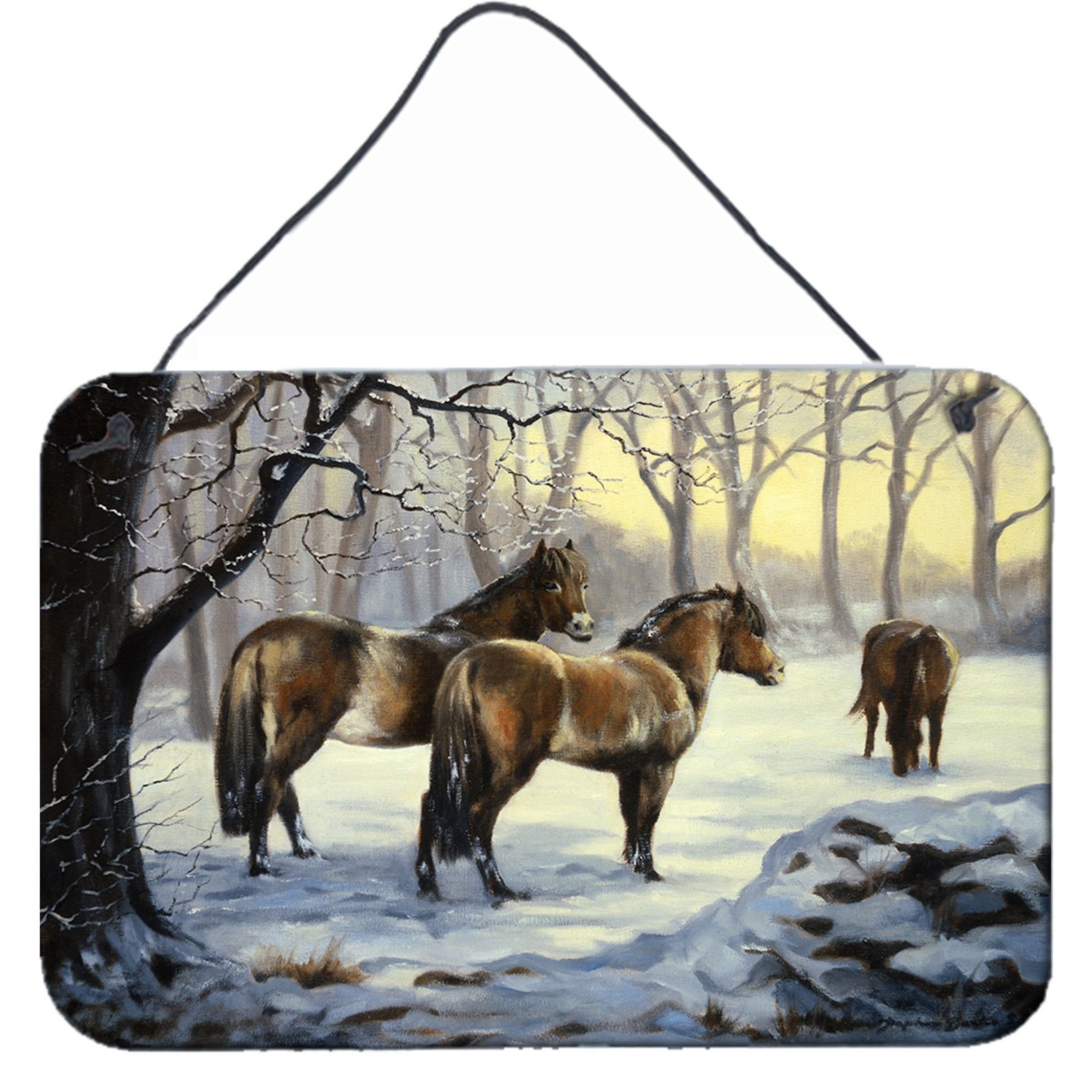 &quotCaroline's Treasures Horses in Snow by Daphne Baxter Wall or Door Hanging Prints BDBA0122DS812, 8HX12W, Multicolor"