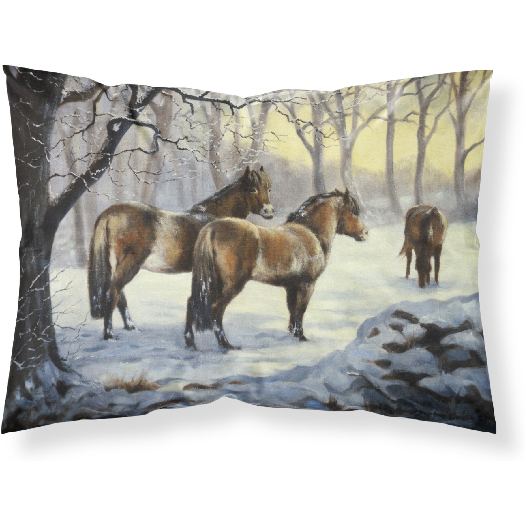 &quotCaroline's Treasures Horses in Snow by Daphne Baxter Fabric Standard Pillowcase BDBA0122PILLOWCASE, Multicolor"