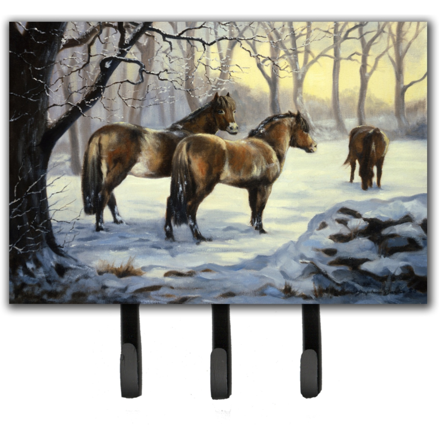 &quotCaroline's Treasures Horses in Snow by Daphne Baxter Leash or Key Holder BDBA0122TH68, Triple"