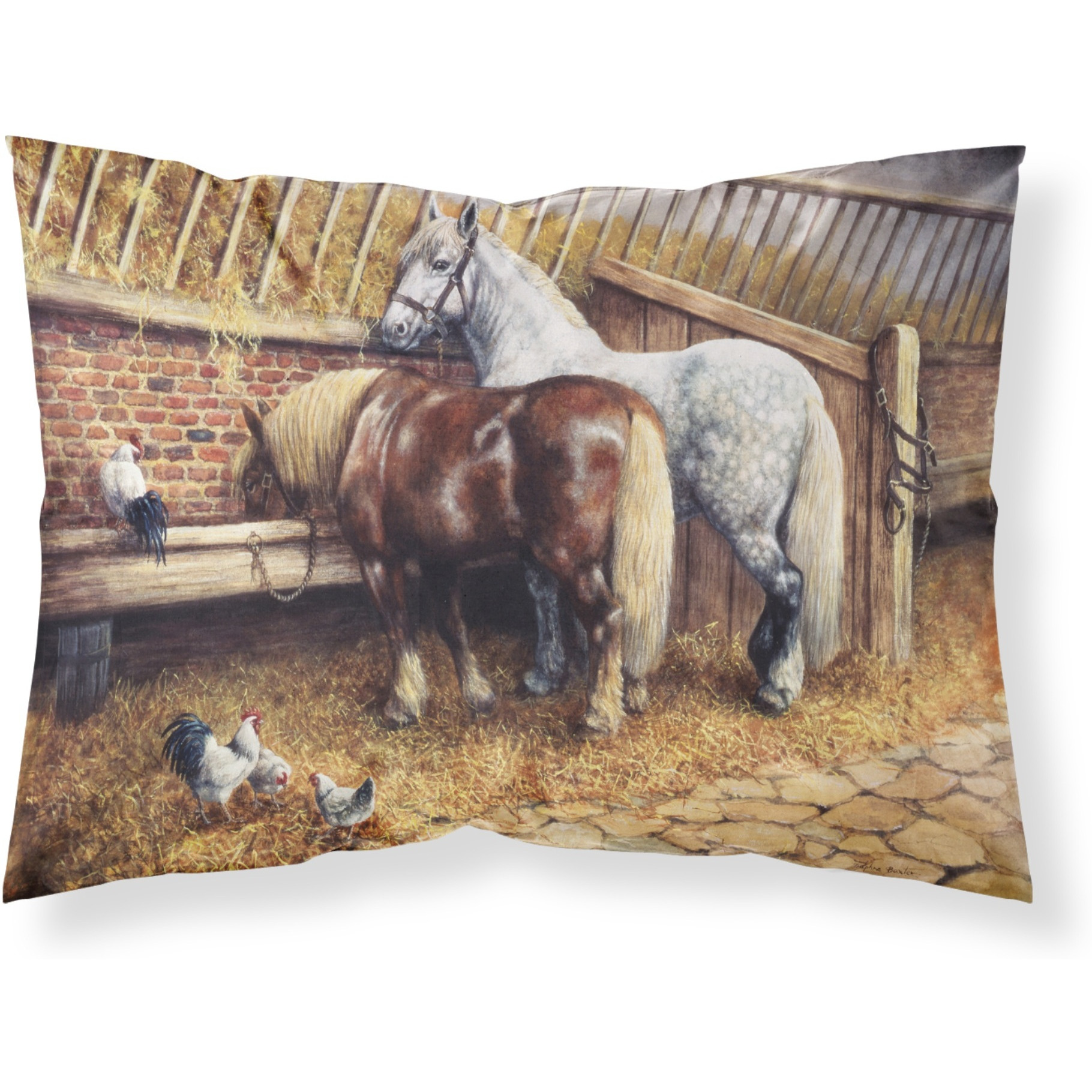 &quotCaroline's Treasures Horses Eating with the Chickens Fabric Standard Pillowcase BDBA0135PILLOWCASE, Multicolor"