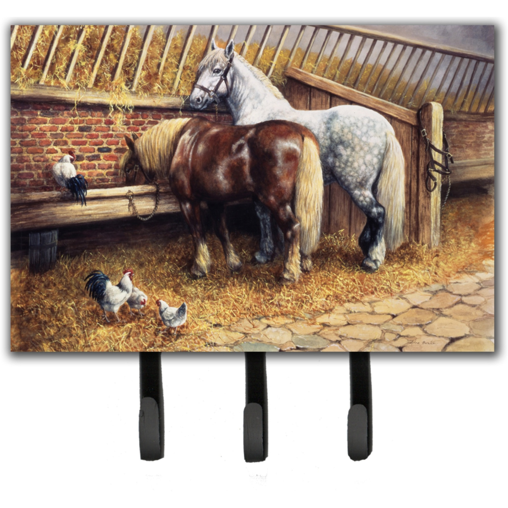 &quotCaroline's Treasures Horses Eating with the Chickens Leash or Key Holder BDBA0135TH68, Triple"