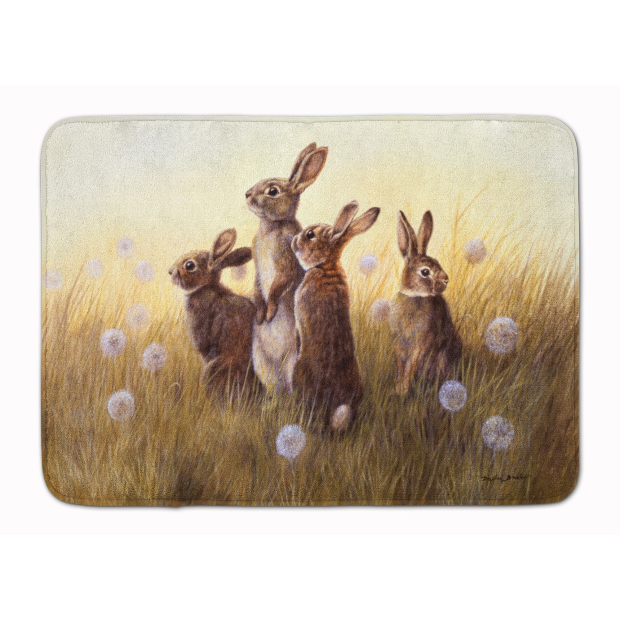 &quotCaroline's Treasures Rabbits in the Dandelions Floor Mat, 19"" x 27"", Multicolor"