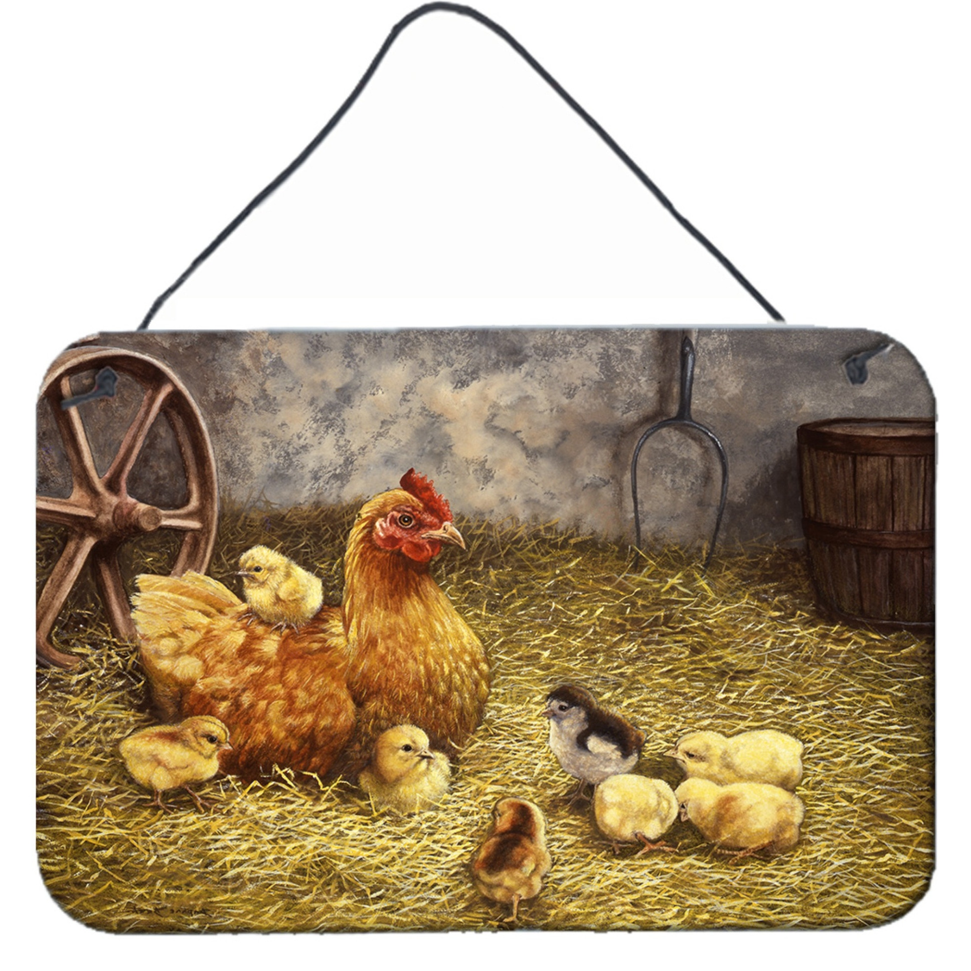 &quotCaroline's Treasures Chicken Hen and Her Chicks Wall or Door Hanging Prints BDBA0176DS812, 8HX12W"