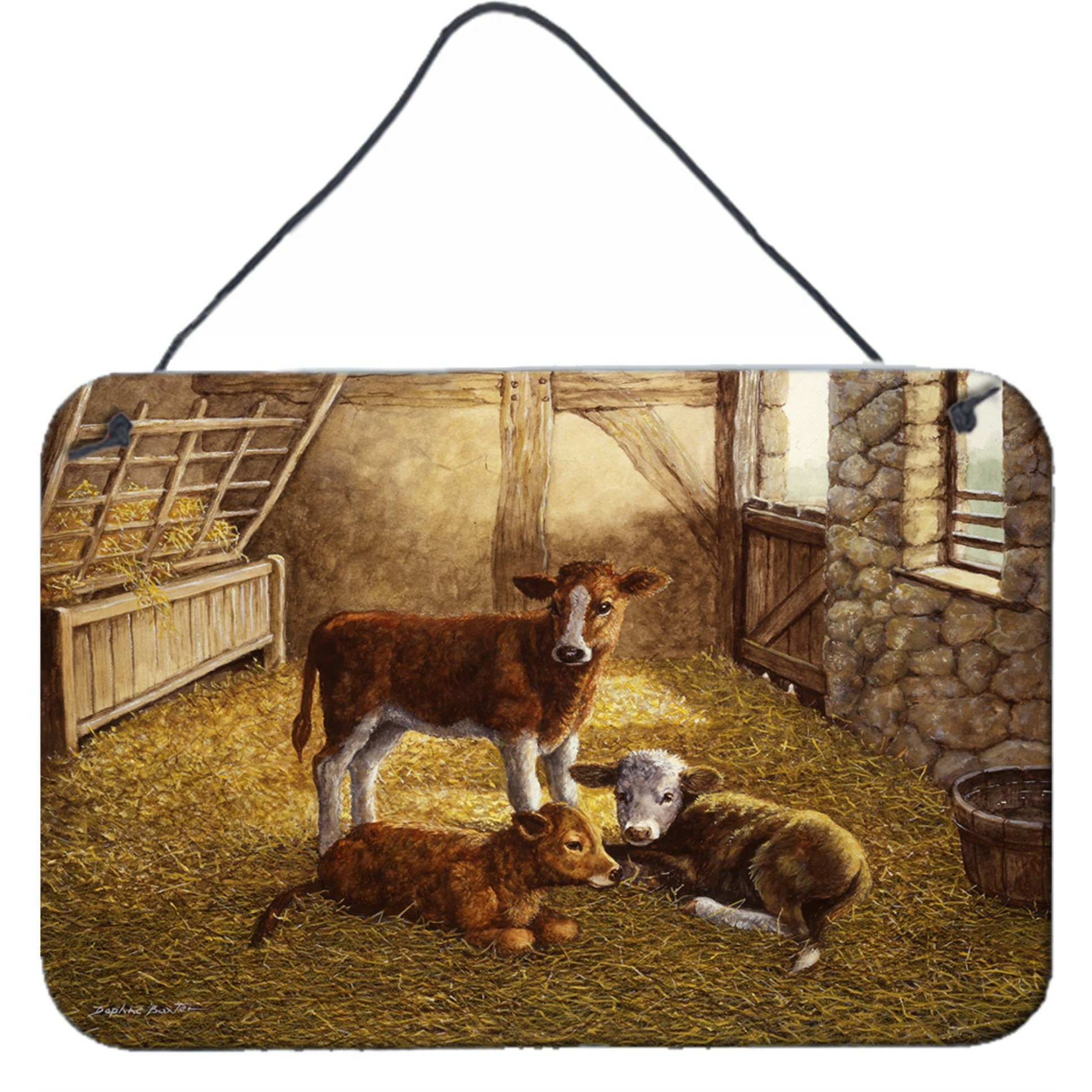 &quotCaroline's Treasures Cows Calves in the Barn Wall or Door Hanging Prints BDBA0179DS812, 8HX12W"