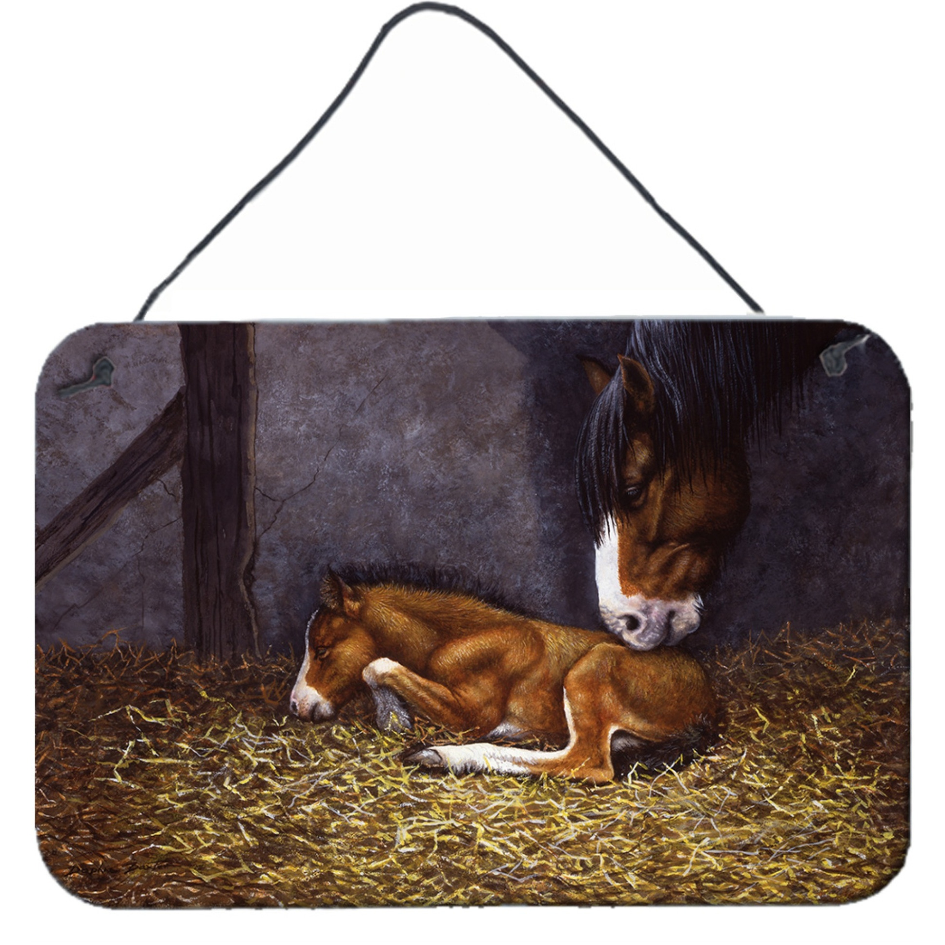 &quotCaroline's Treasures Horse and Her Foal Wall or Door Hanging Prints BDBA0207DS812, 8HX12W"