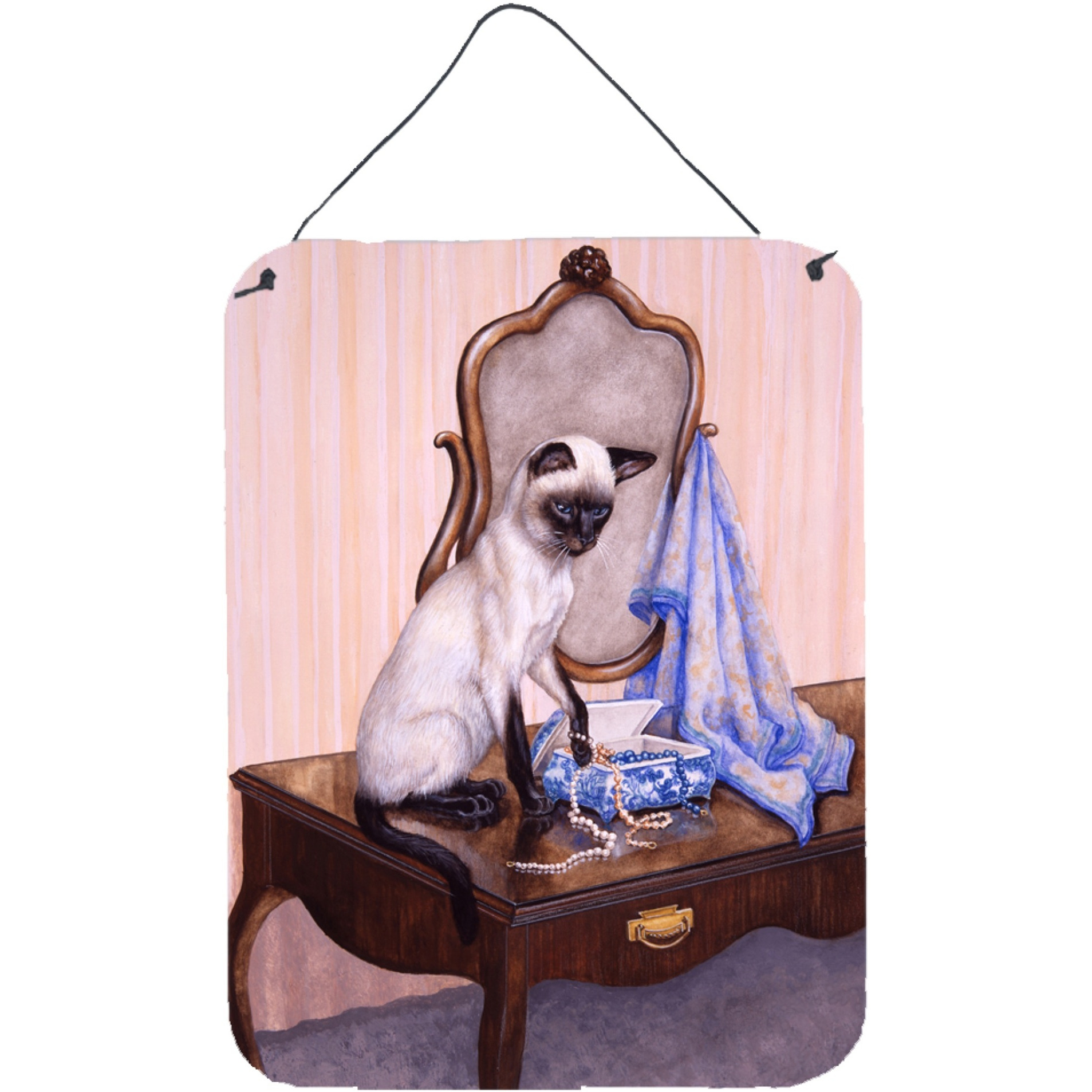 &quotCaroline's Treasures On The Dresser Siamese cat Wall or Door Hanging Prints BDBA0242DS1216, 16HX12W, Multicolor"