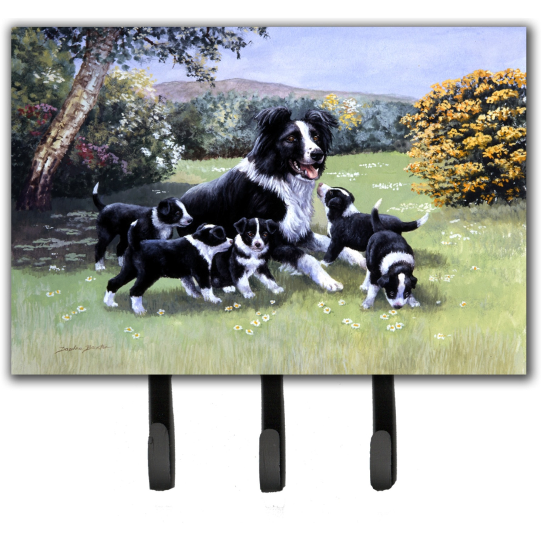 &quotCaroline's Treasures BDBA0257TH68 border Collie Puppies with Momma Leash or Key Holder, Large, Multicolor"