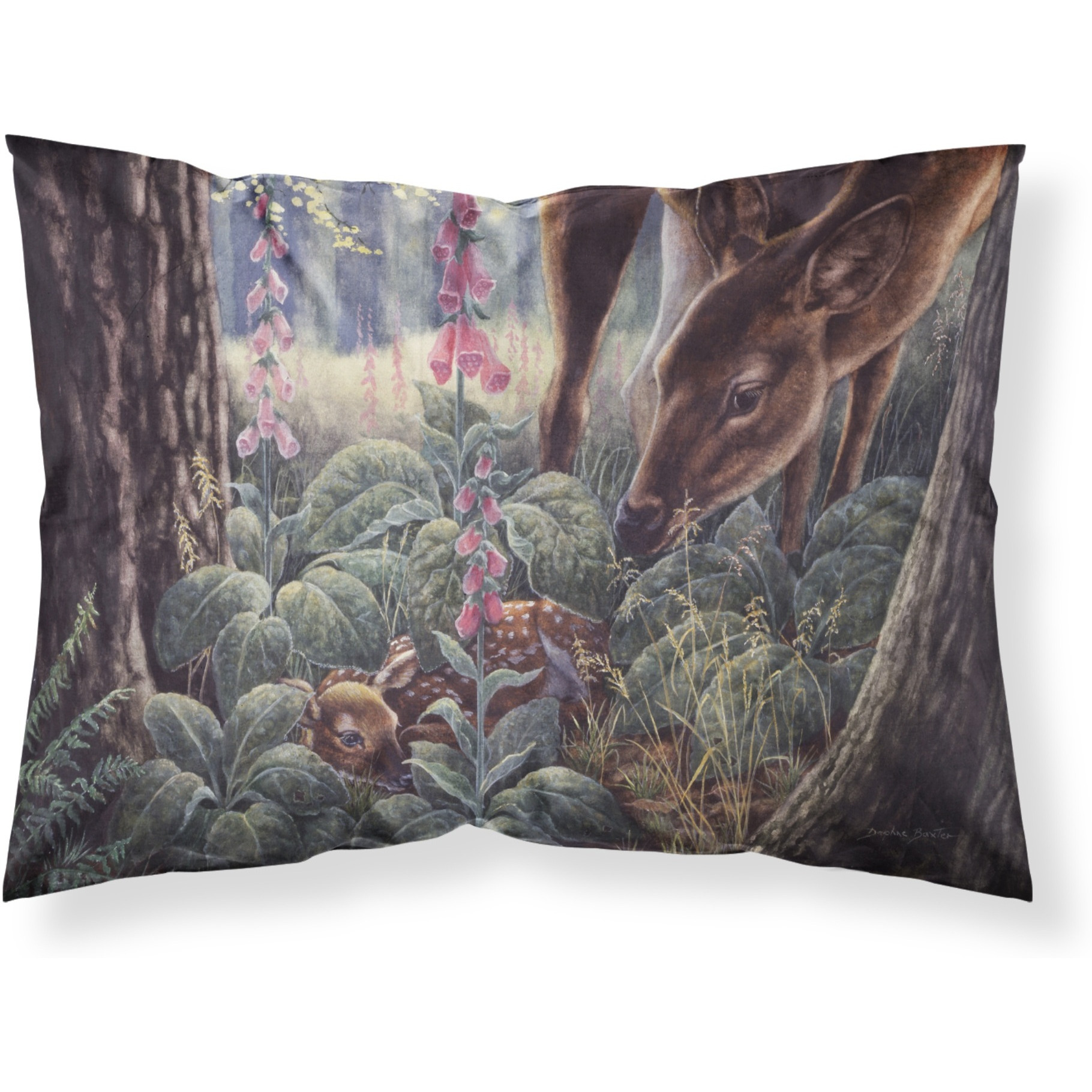 &quotCaroline's Treasures "&quotDoe and Fawn Deer"" Printed, Polyester Envelope Closure pillowcase, Standard, Multicolor"