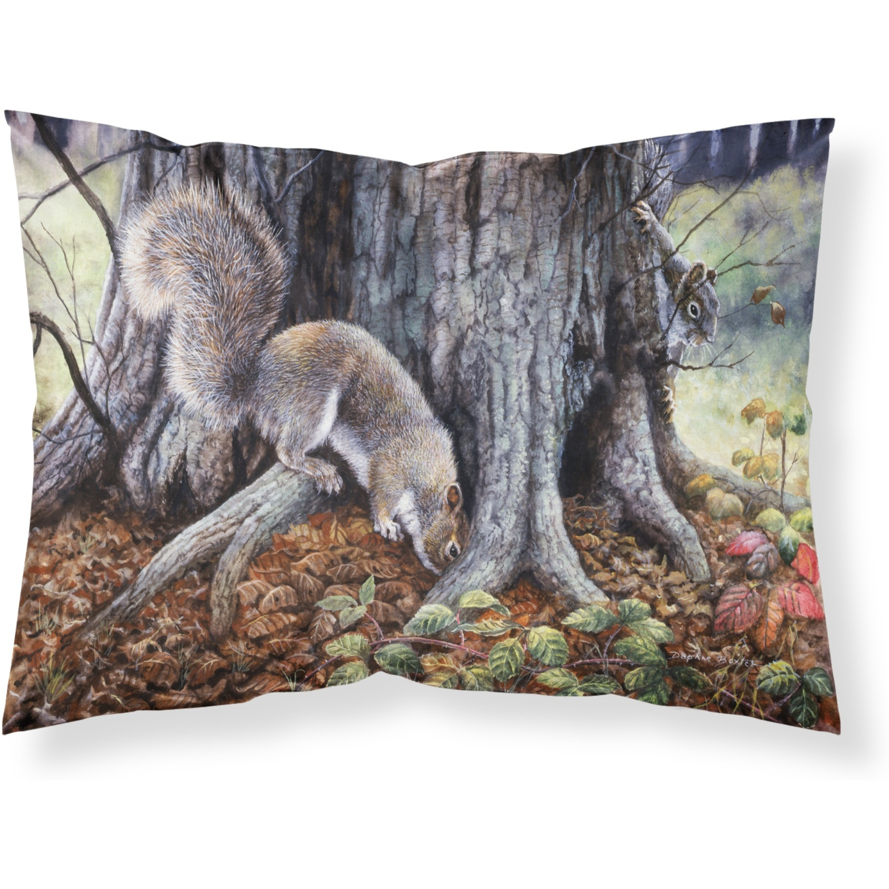&quotCaroline's Treasures Grey Squirrels around the Tree Fabric Standard Pillowcase BDBA0260PILLOWCASE, Multicolor"