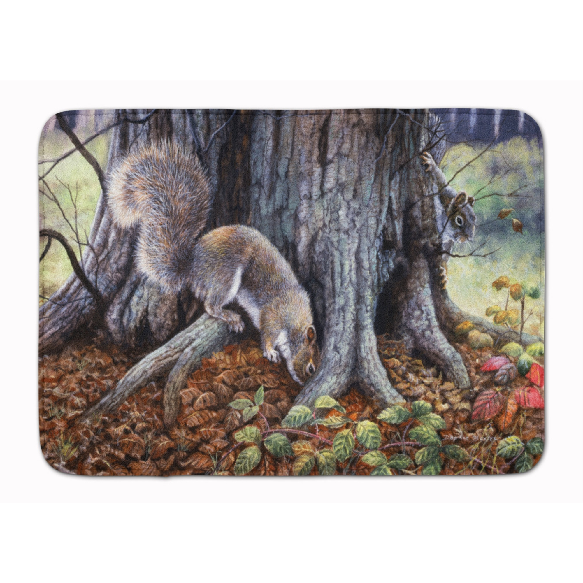 &quotCaroline's Treasures Grey Squirrels around the Tree Floor Mat, 19"" x 27"", Multicolor"