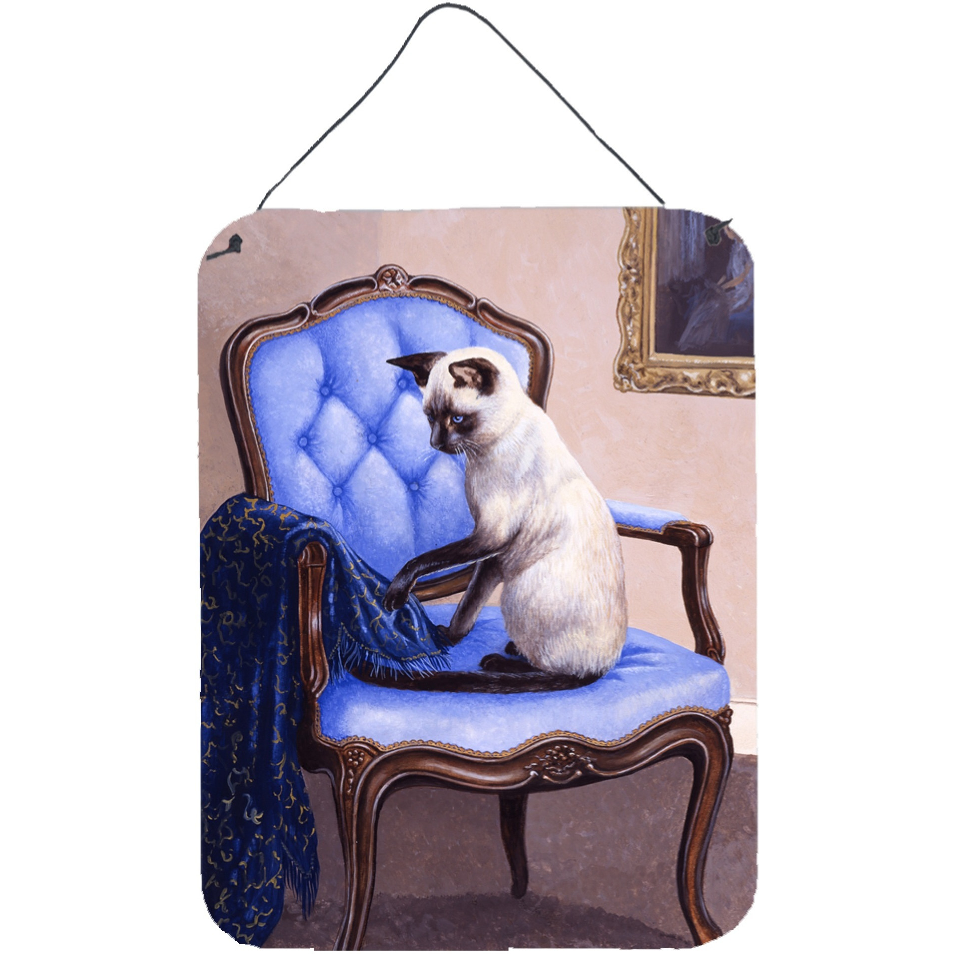 &quotCaroline's Treasures On The Chair Siamese cat Wall or Door Hanging Prints BDBA0273DS1216, 16HX12W, Multicolor"