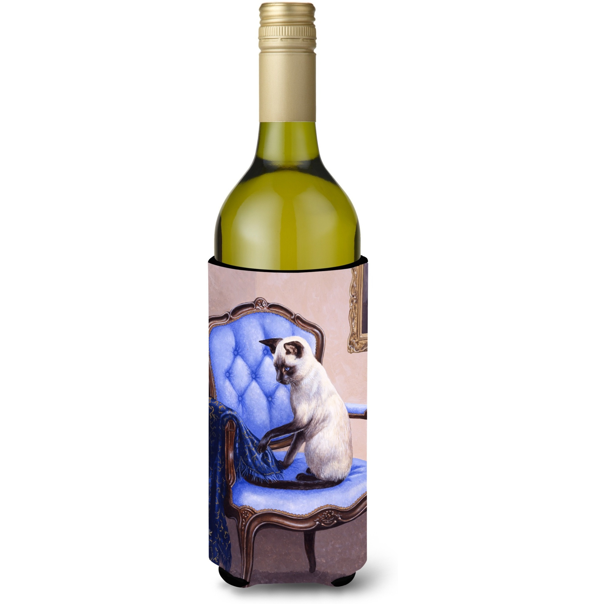 &quotCaroline's Treasures on The Chair Siamese Cat Wine Bottle Koozie Hugger, 750ml, Multicolor"