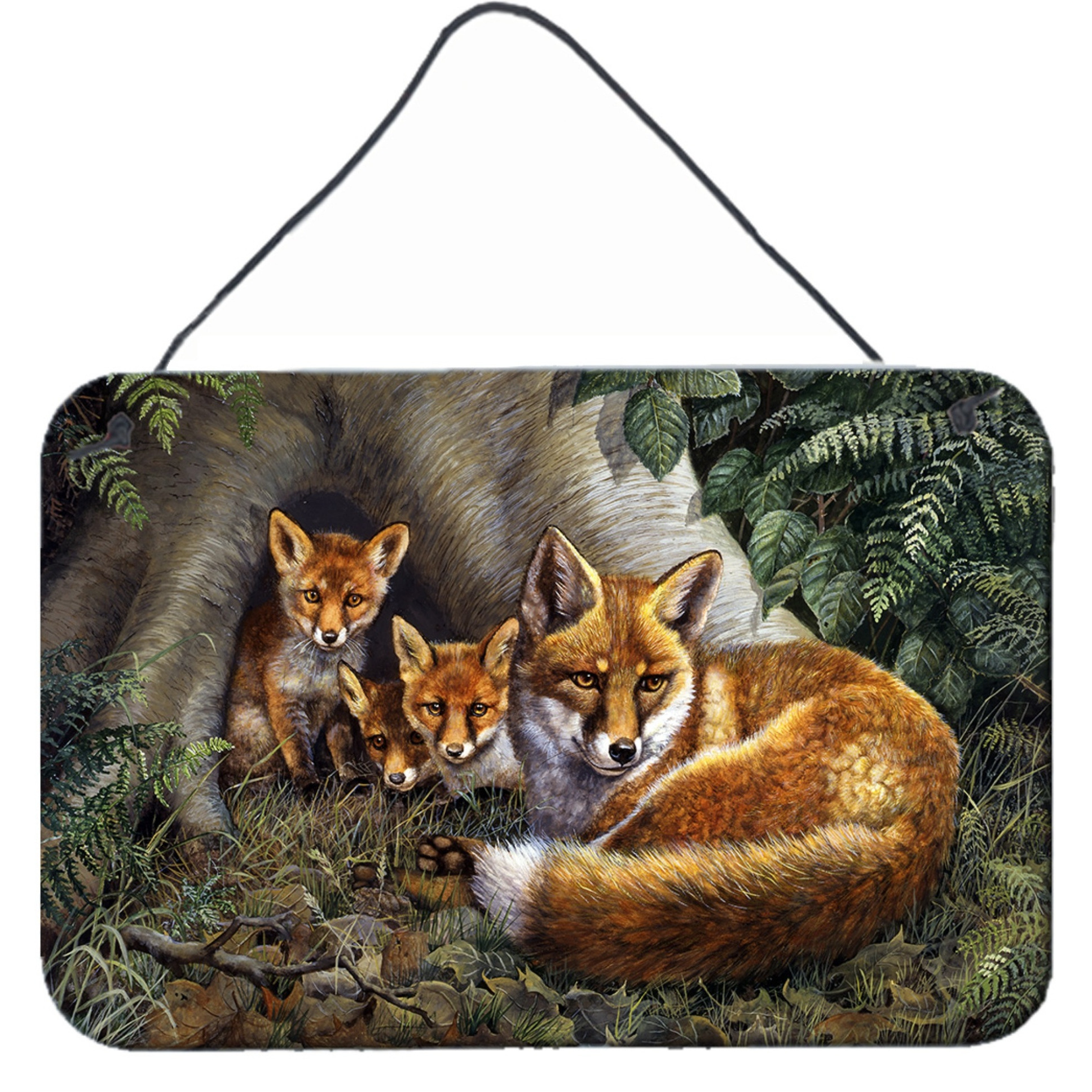 &quotCaroline's Treasures A Family of Foxes at Home Wall or Door Hanging Prints BDBA0283DS812, 8HX12W"