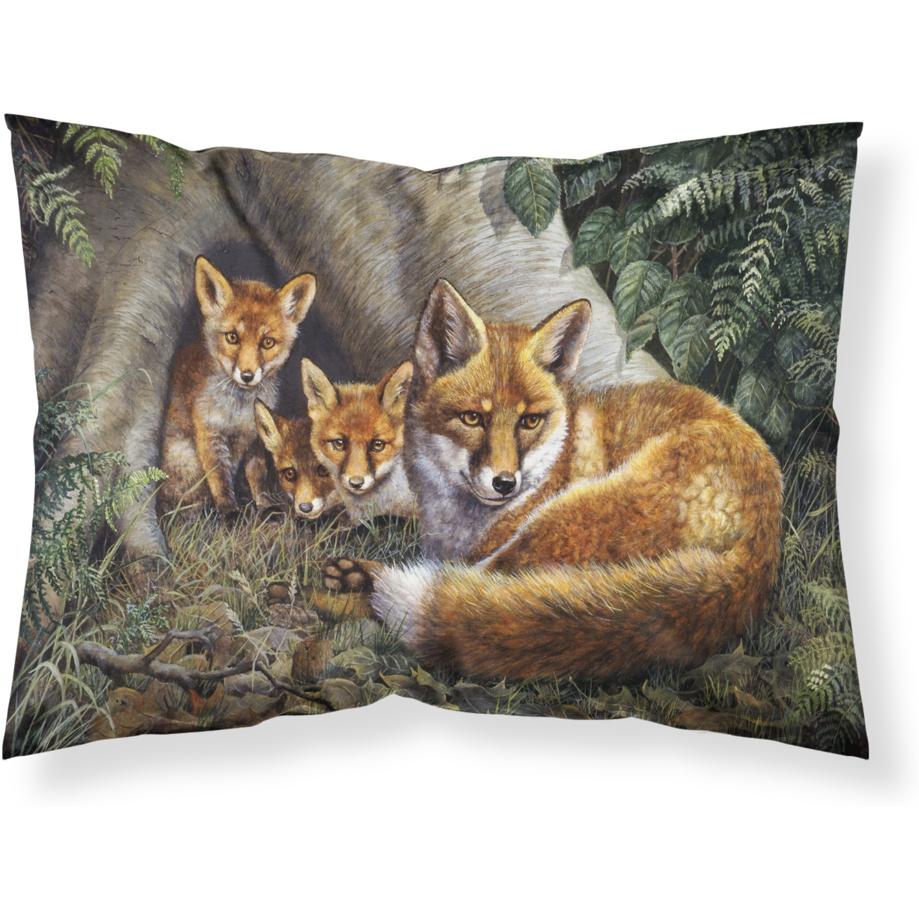 &quotCaroline's Treasures A Family of Foxes at Home Fabric Standard Pillowcase BDBA0283PILLOWCASE, Multicolor"