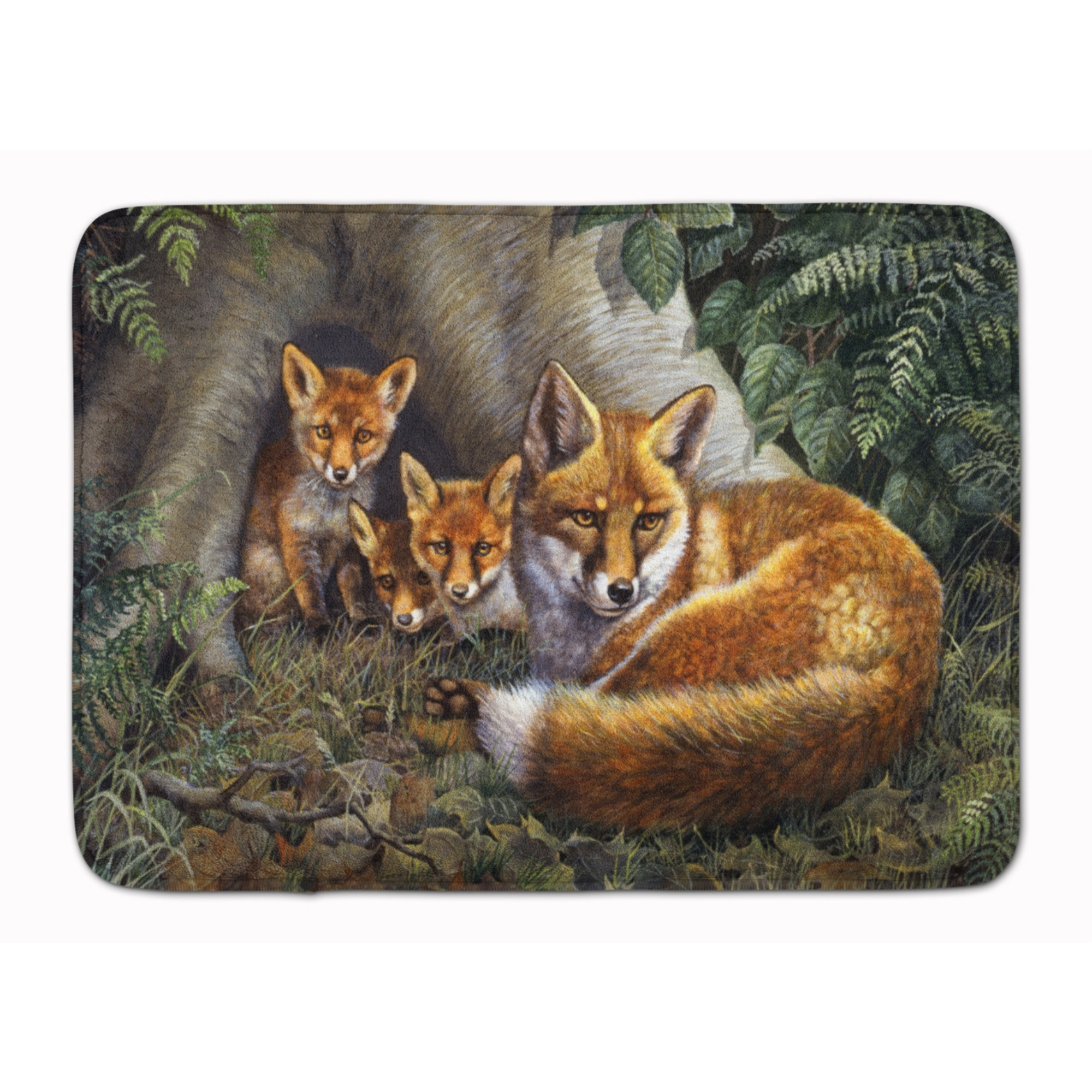 &quotCaroline's Treasures Family of Foxes at Home Floor Mat, 19"" x 27"", Multicolor"