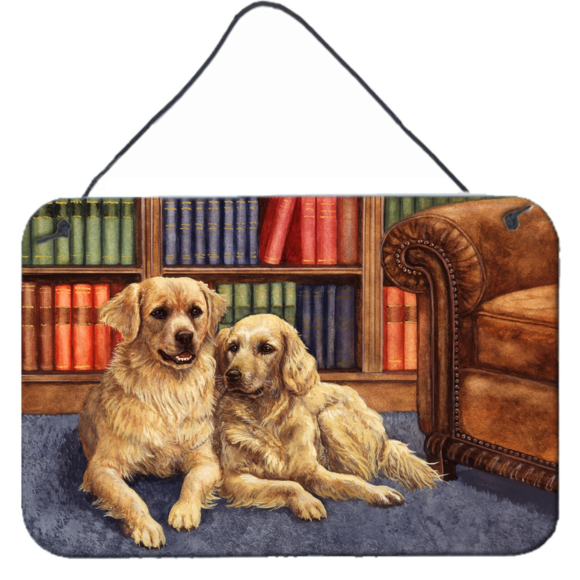 &quotCaroline's Treasures Golden Retrievers in the Library Wall or Door Hanging Prints BDBA0289DS812, 8HX12W"