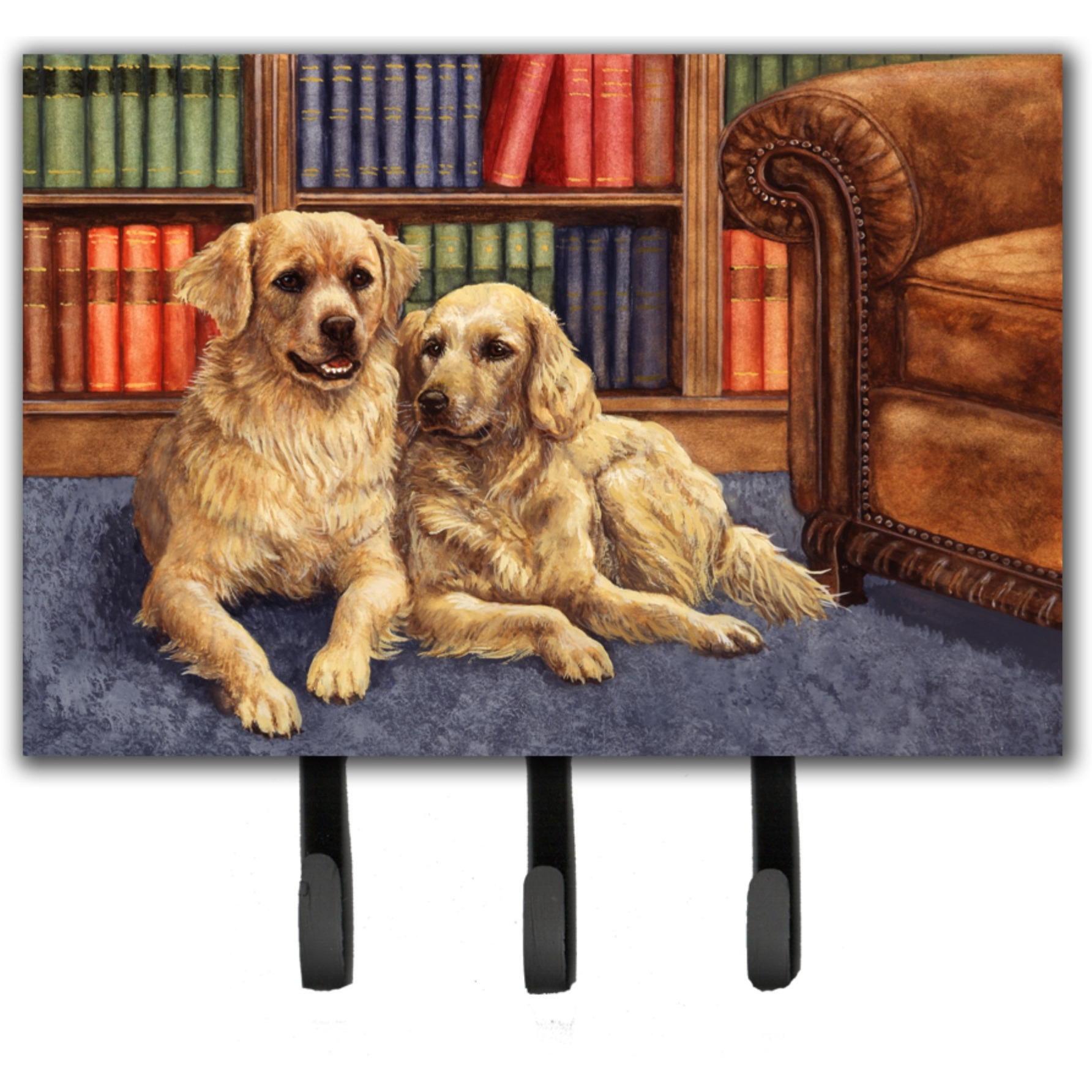 &quotCaroline's Treasures Golden Retrievers in the Library Leash or Key Holder hooks, Large, Multicolor"