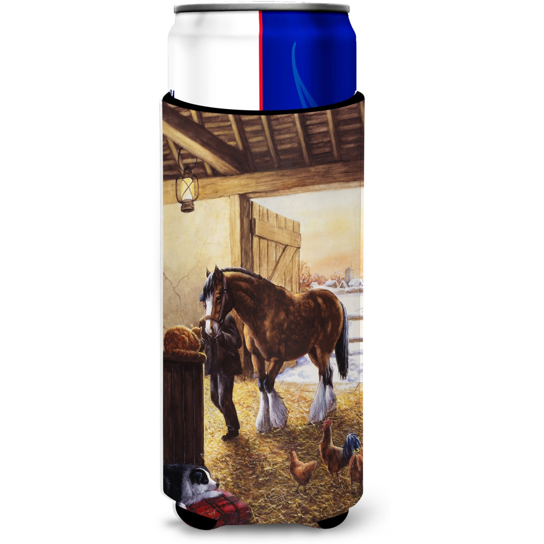 &quotCaroline's Treasures BDBA0291MUK "&quotClydesdale In The Stable"" Ultra Beverage Insulators for Slim Cans, Multicolor"