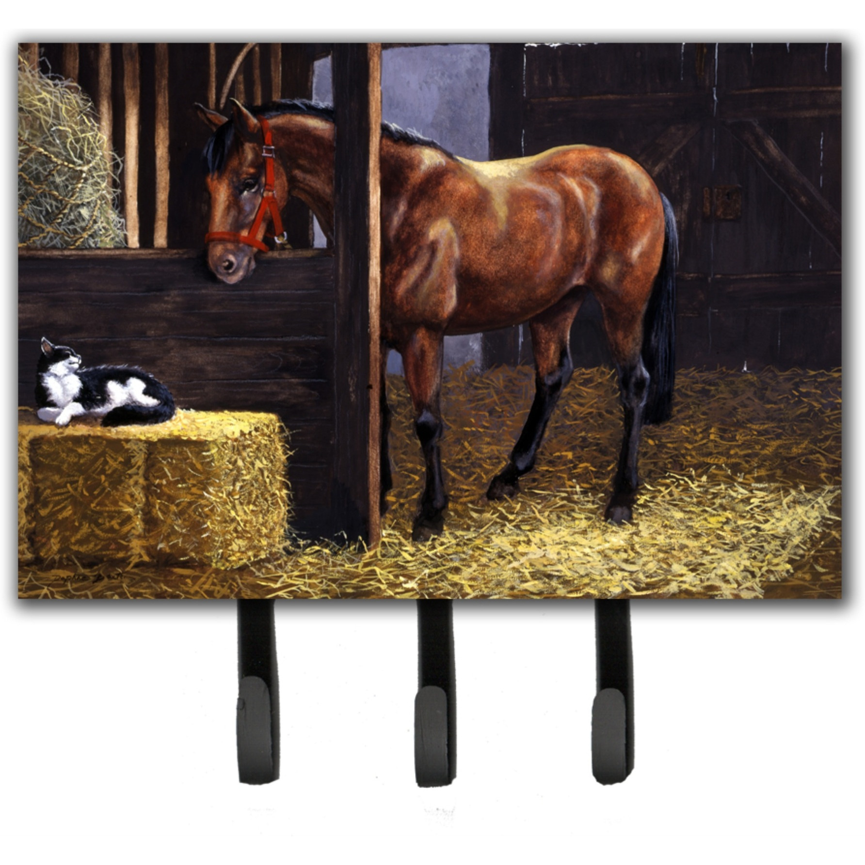 &quotCaroline's Treasures BDBA0295TH68 Horse In Stable with Cat Leash or Key Holder, Large, Multicolor"