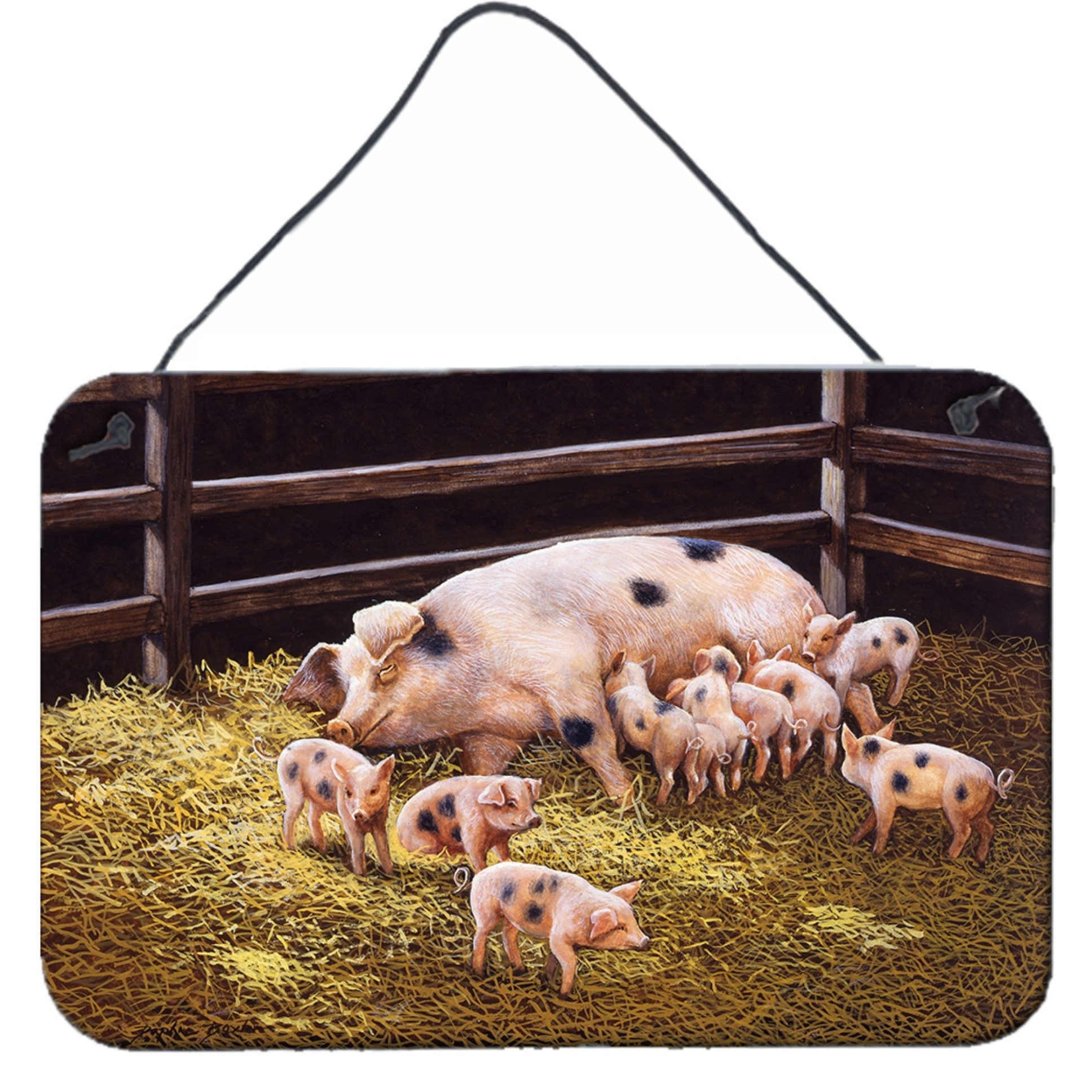 &quotCaroline's Treasures Pigs Piglets at Dinner Time Wall or Door Hanging Prints BDBA0296DS812, 8HX12W"